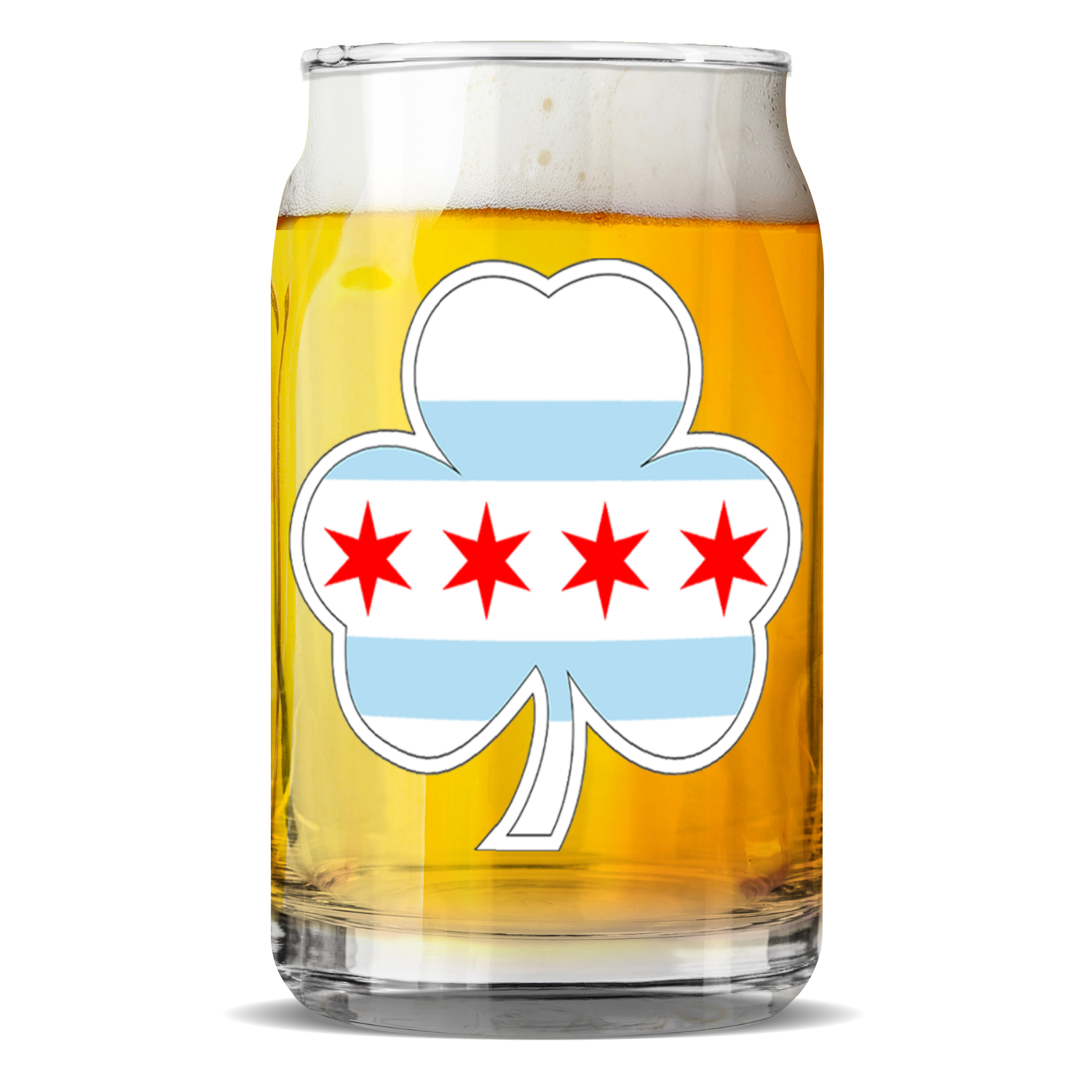 Chicago Flag Shamrock St. Patty’s Sculptured Glass