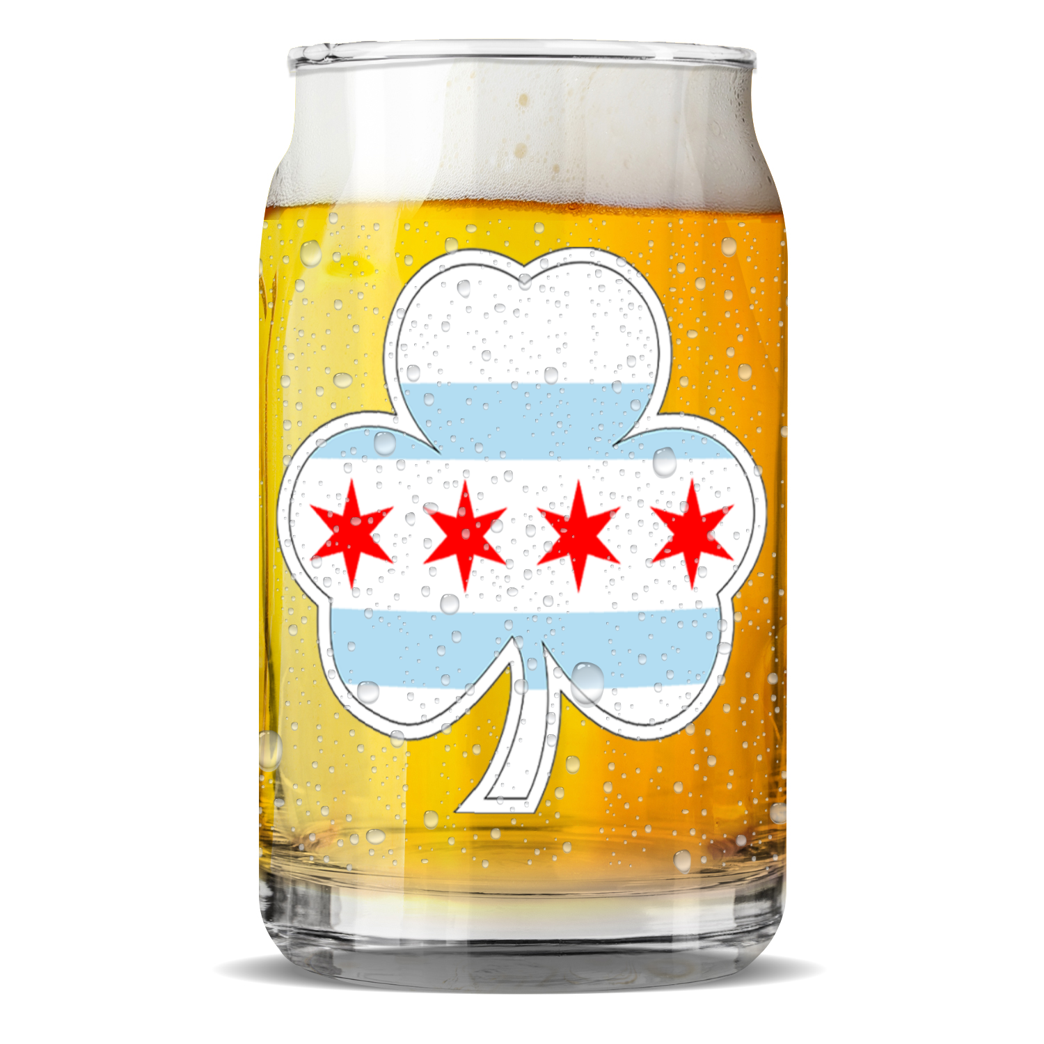 Chicago Flag Shamrock St. Patty’s Sculptured Glass