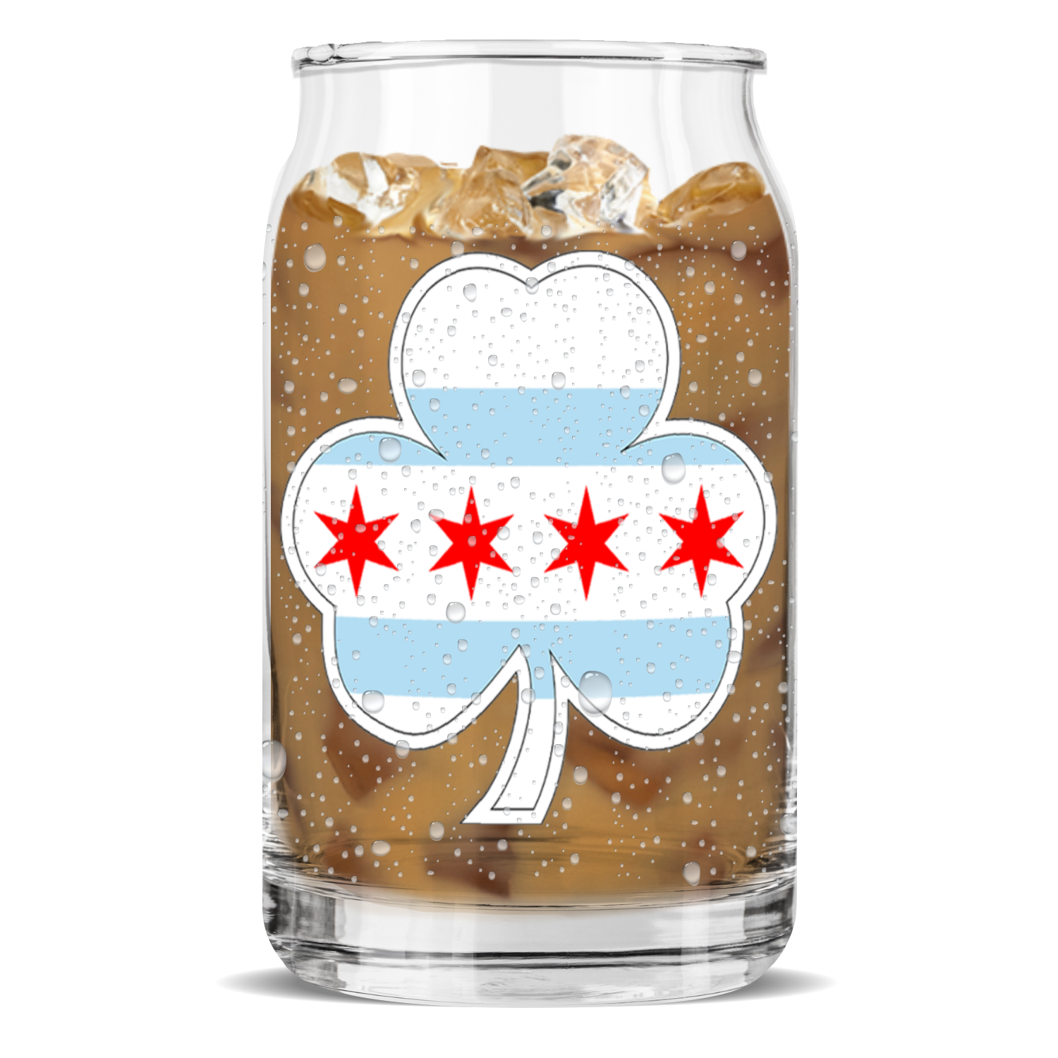 Chicago Flag Shamrock St. Patty’s Sculptured Glass