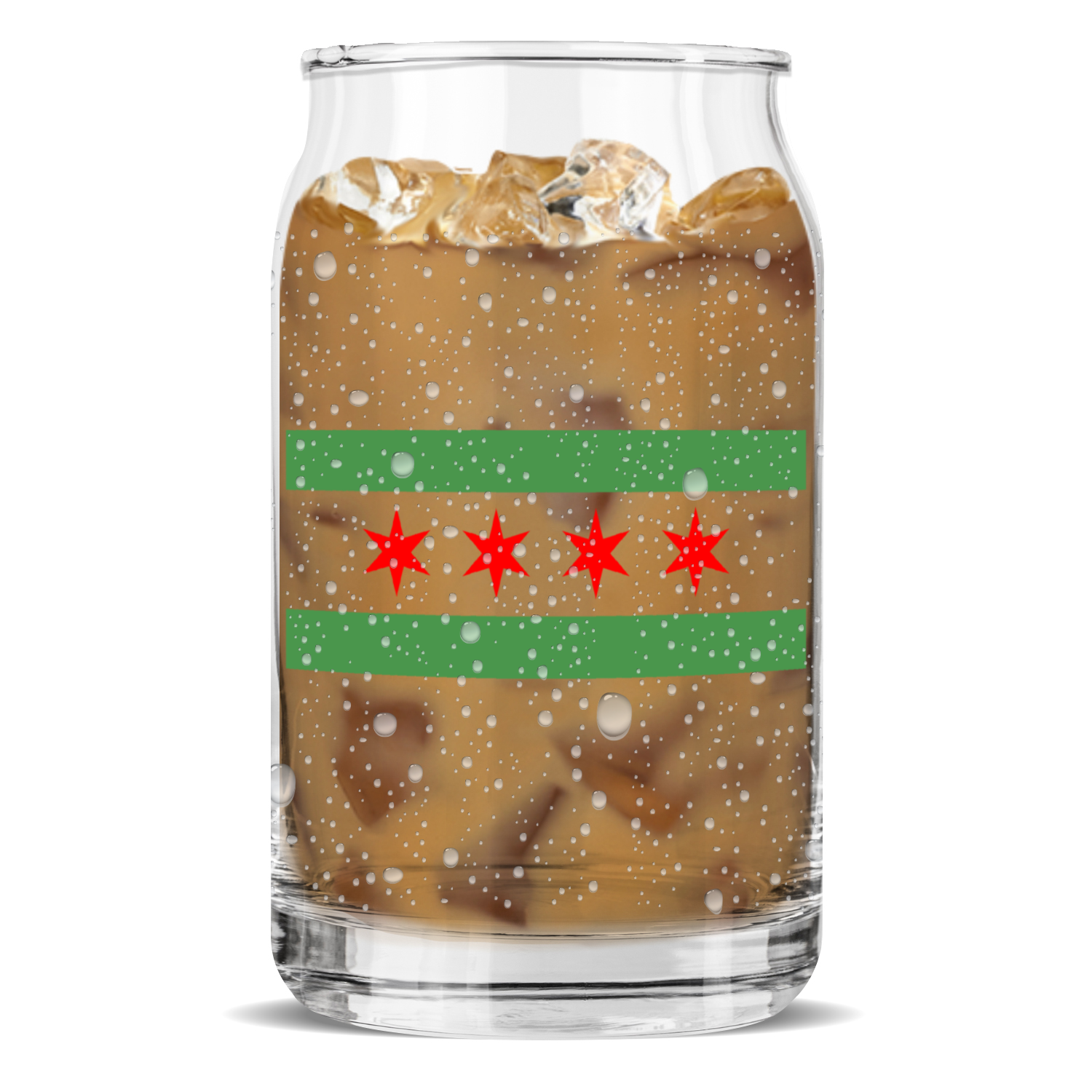 Chicago Flag Green River Sculptured Glass