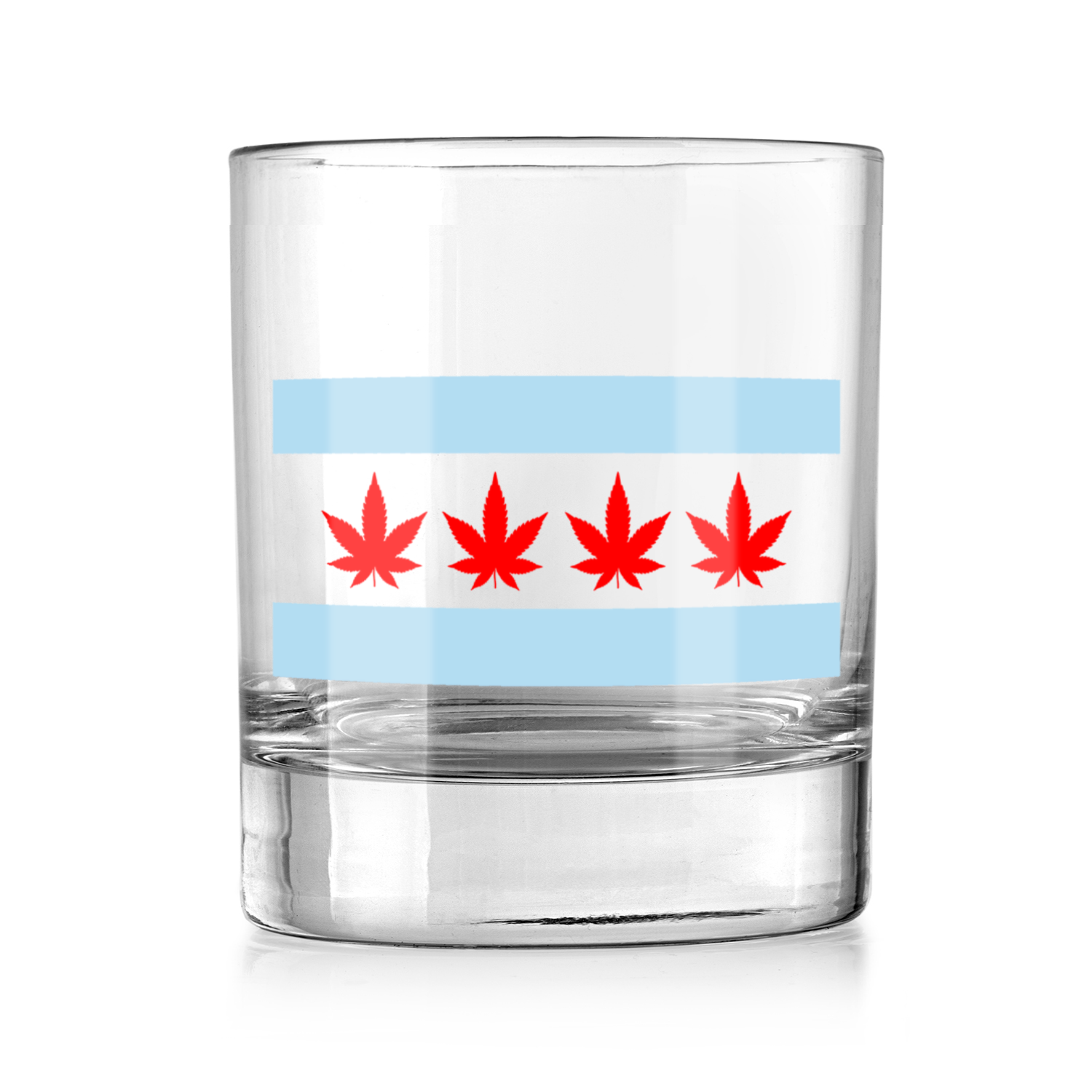 Chicago Flag Four Pot Leaf Whiskey Tumbler