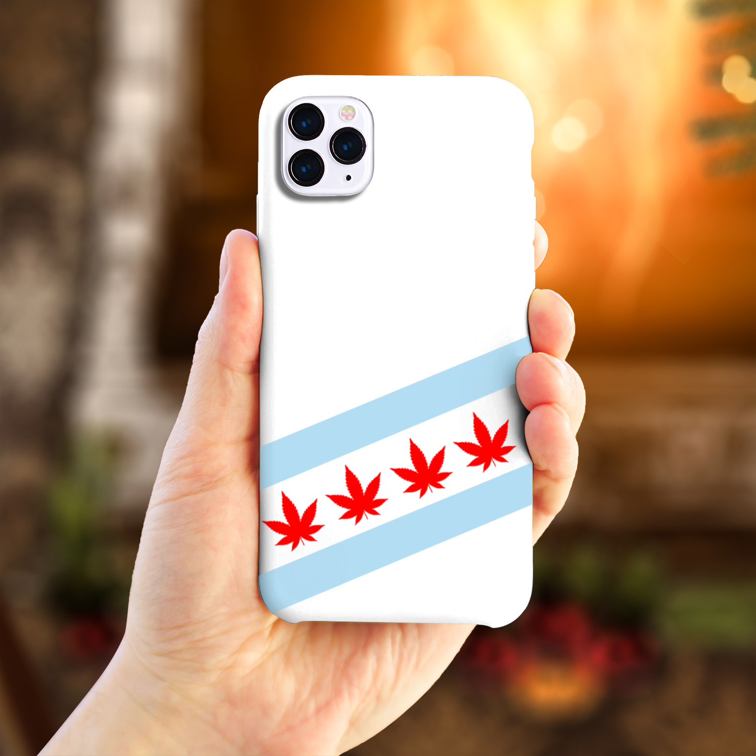Chicago Flag Four Pot Leaf Slim Phone Case