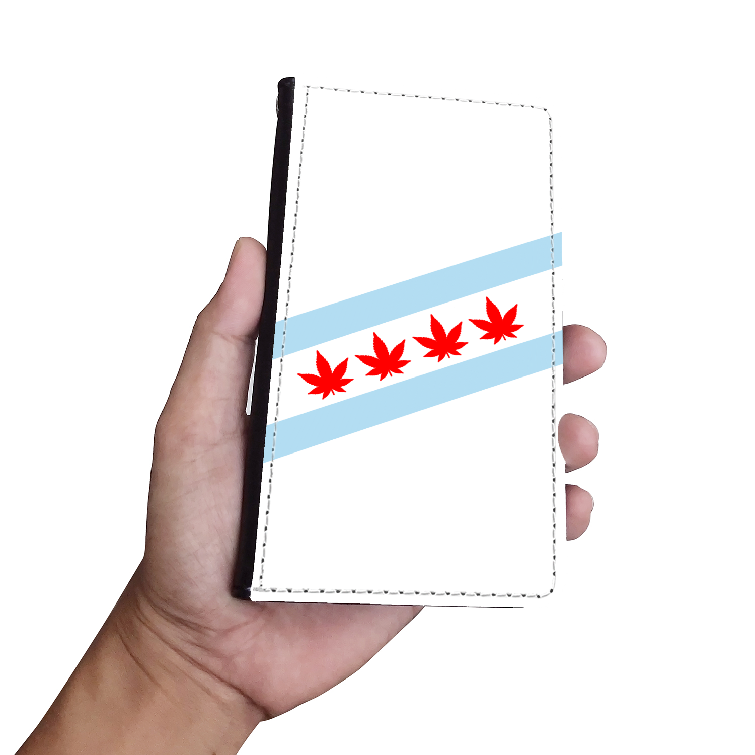 Chicago Flag Four Pot Leaf Wallet Phone Case
