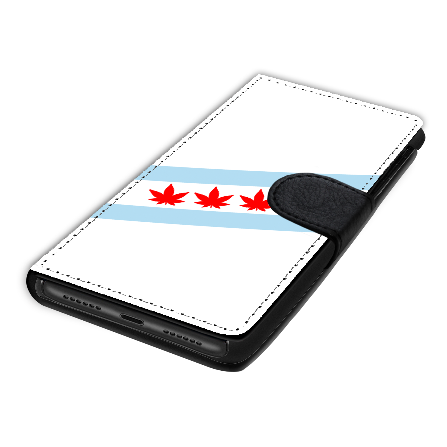 Chicago Flag Four Pot Leaf Wallet Phone Case