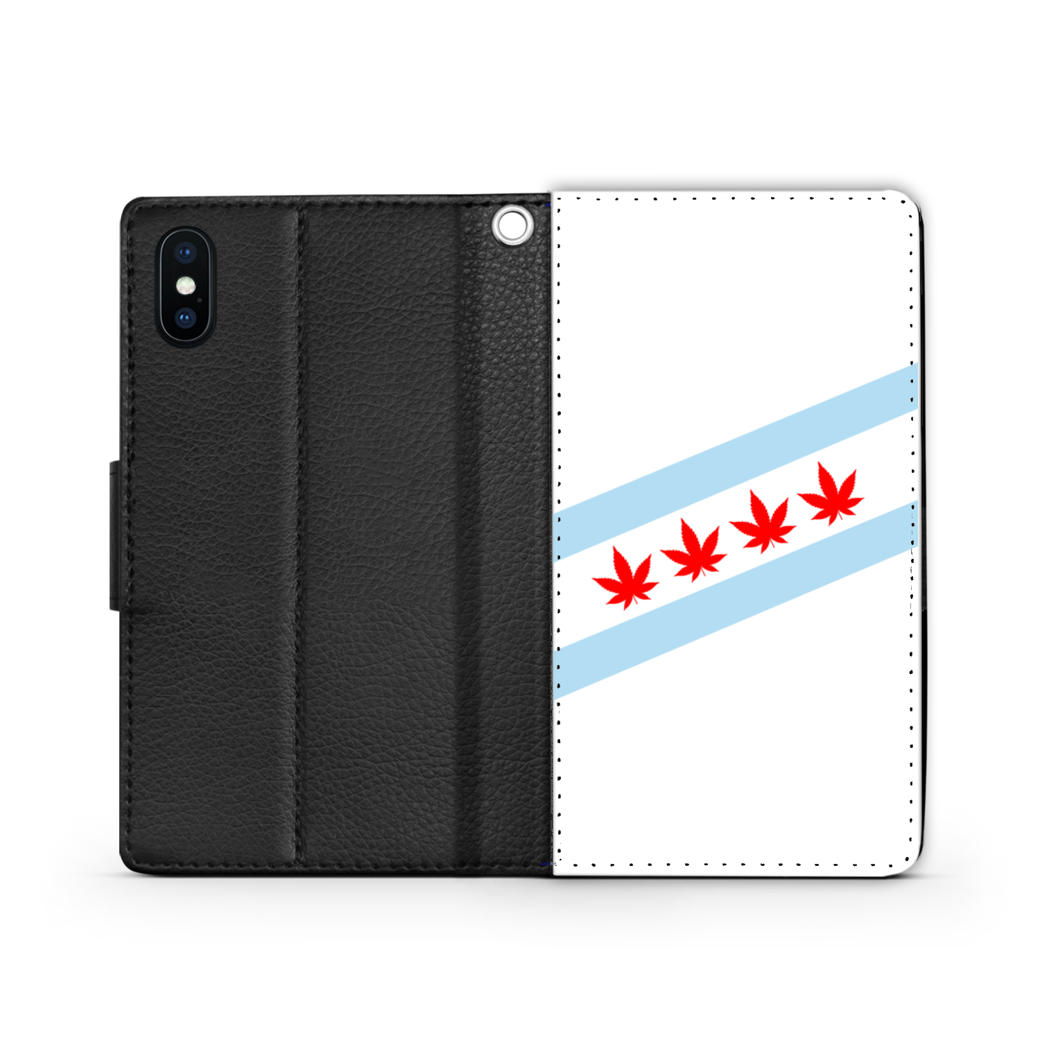 Chicago Flag Four Pot Leaf Wallet Phone Case