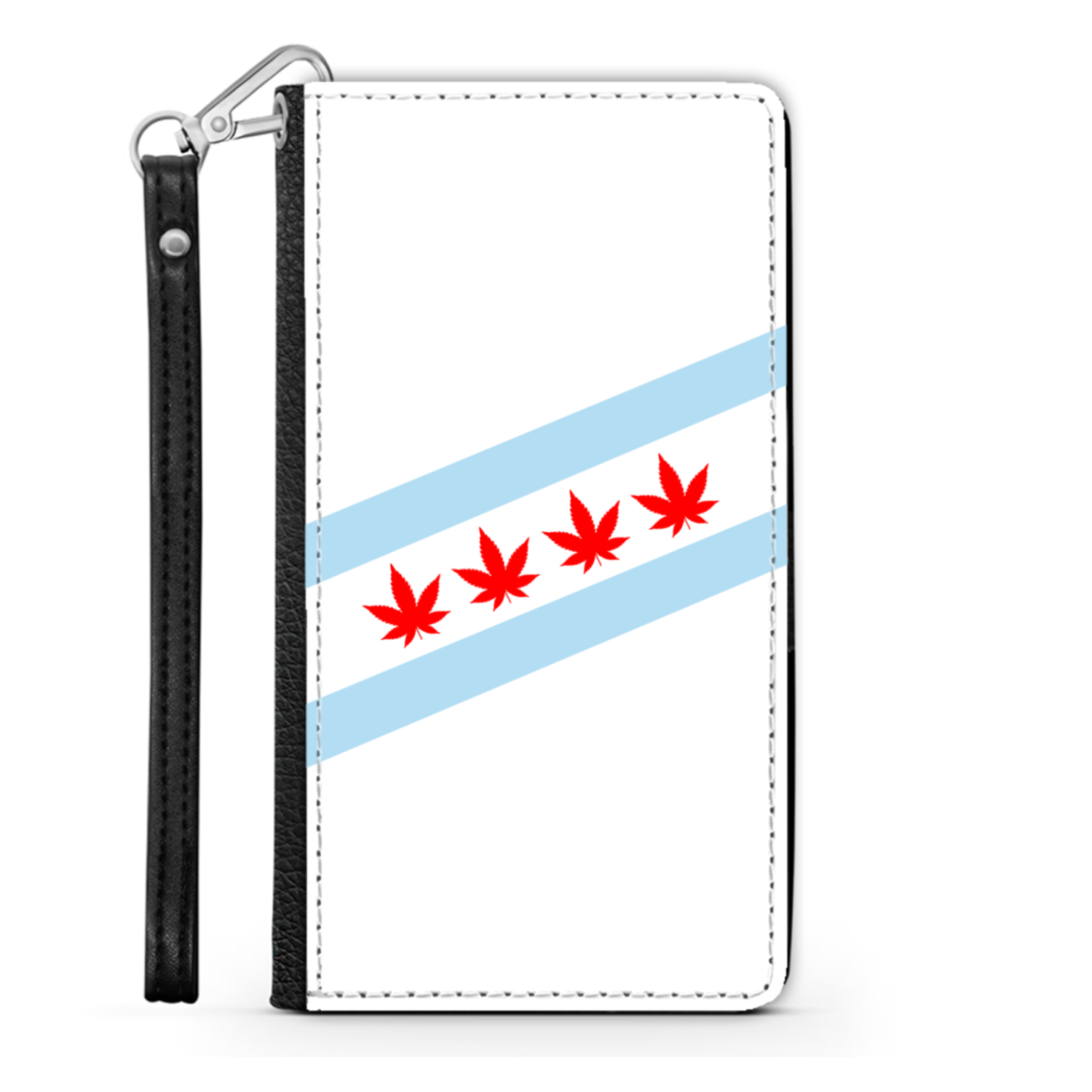Chicago Flag Four Pot Leaf Wallet Phone Case