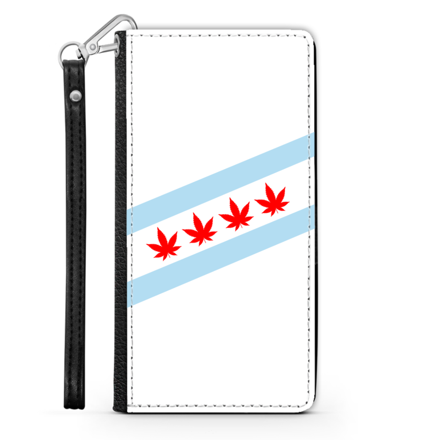 Chicago Flag Four Pot Leaf Wallet Phone Case