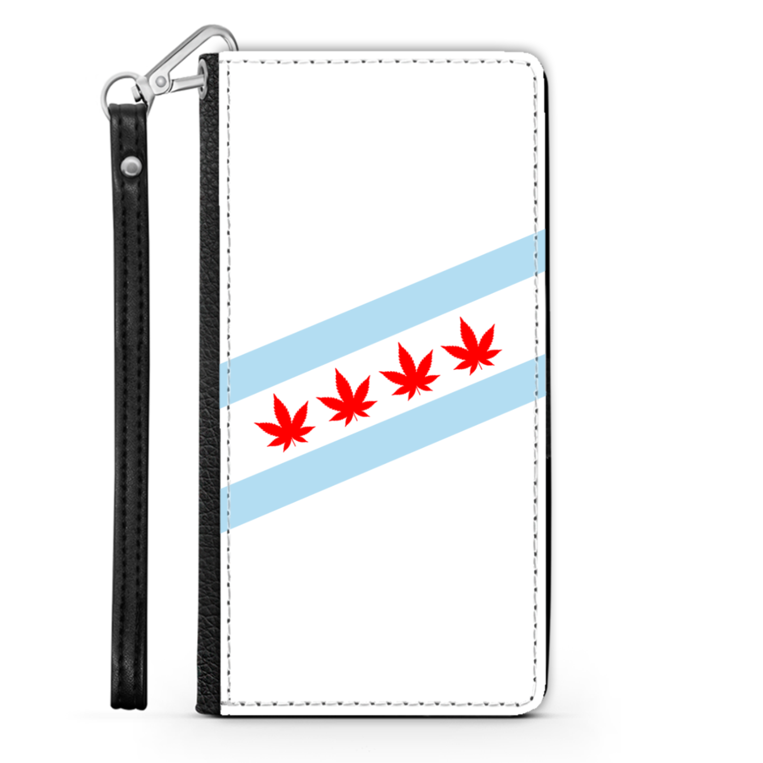 Chicago Flag Four Pot Leaf Wallet Phone Case