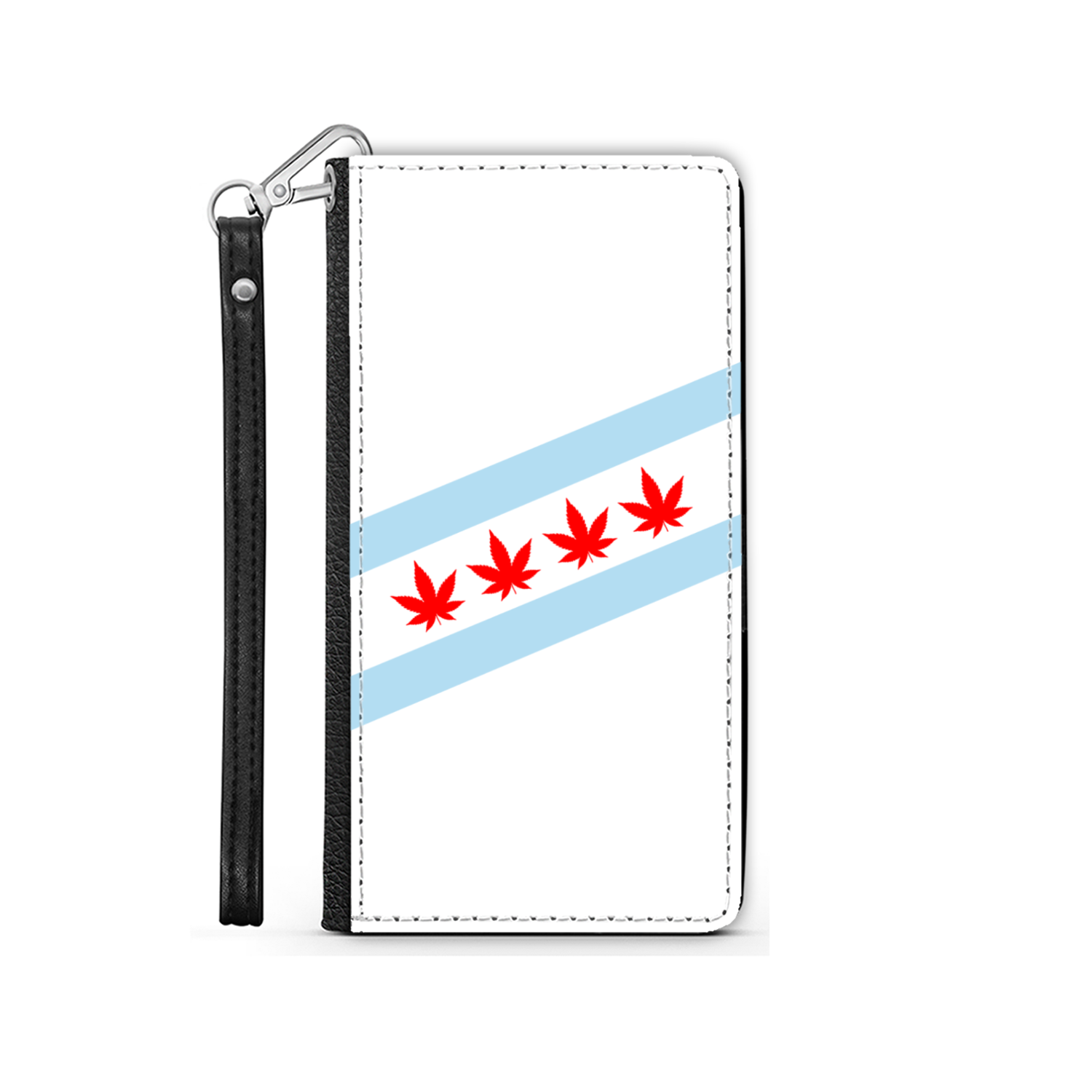 Chicago Flag Four Pot Leaf Wallet Phone Case