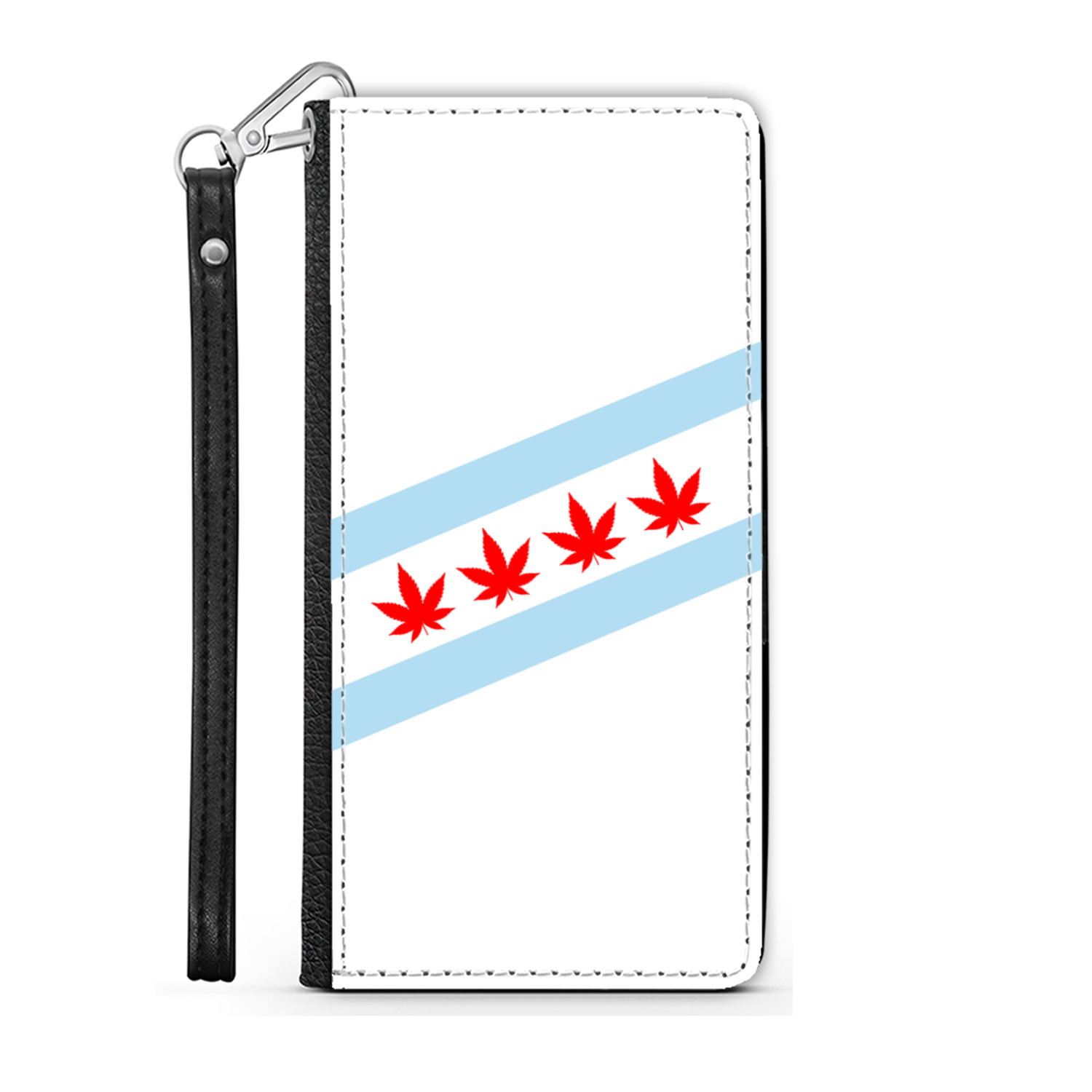 Chicago Flag Four Pot Leaf Wallet Phone Case