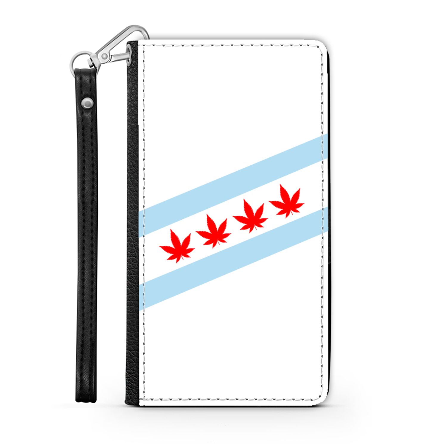 Chicago Flag Four Pot Leaf Wallet Phone Case