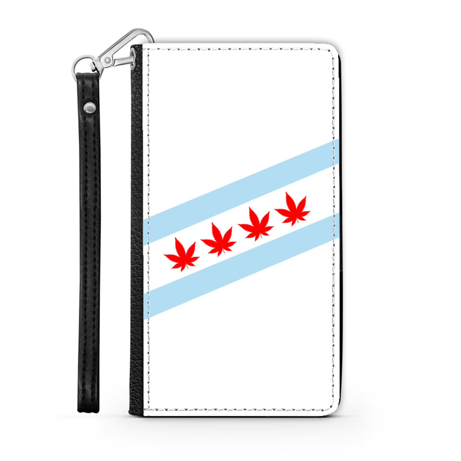Chicago Flag Four Pot Leaf Wallet Phone Case