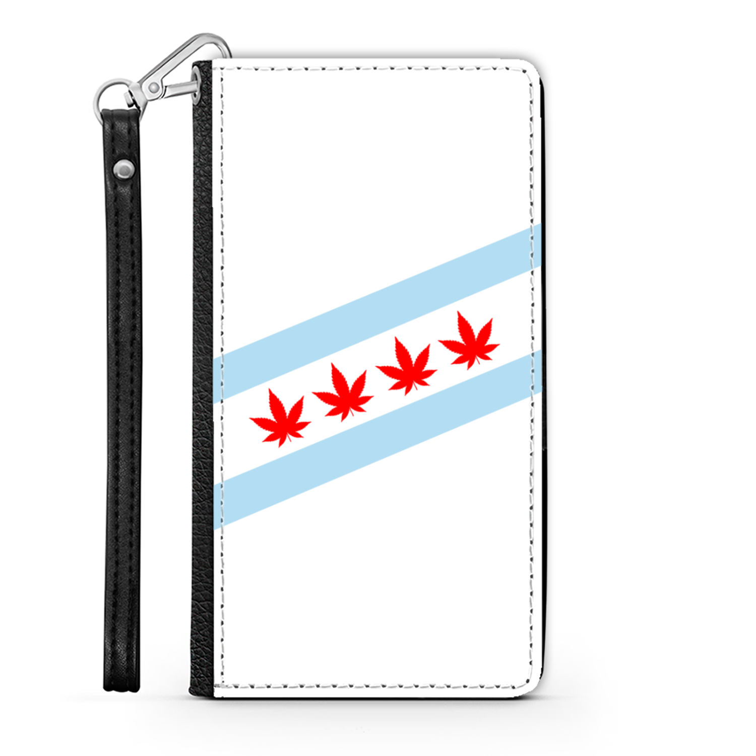 Chicago Flag Four Pot Leaf Wallet Phone Case