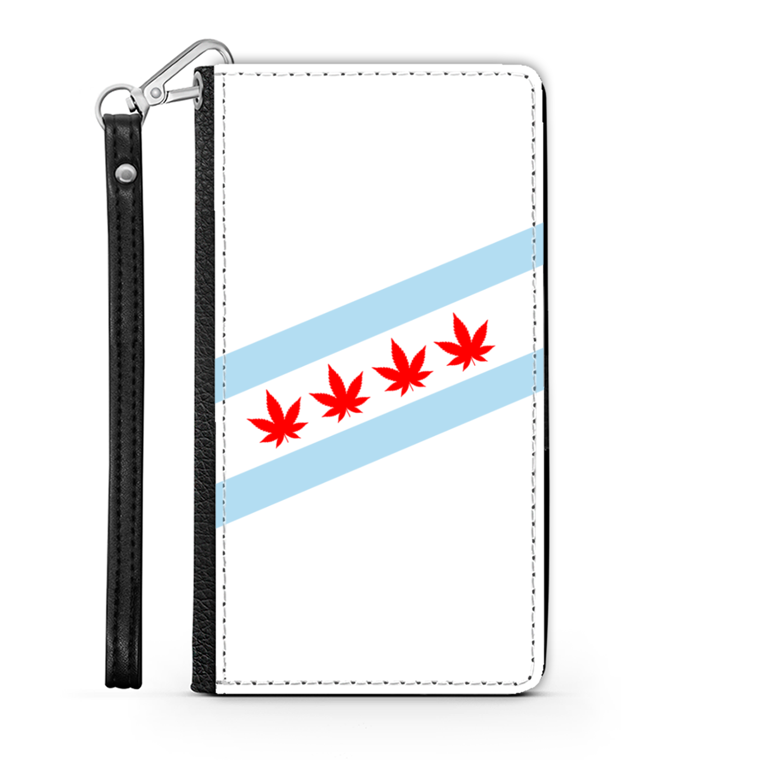 Chicago Flag Four Pot Leaf Wallet Phone Case