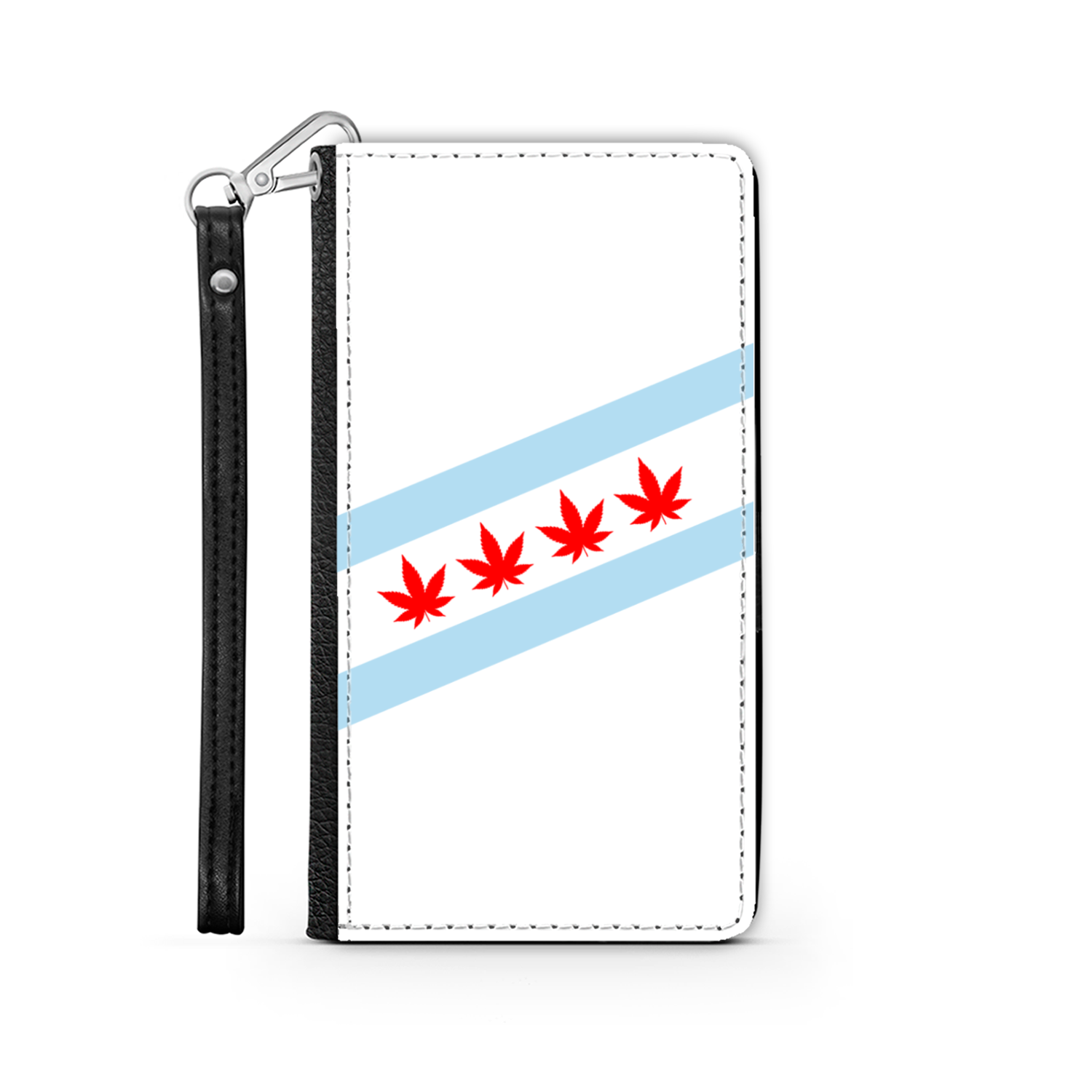 Chicago Flag Four Pot Leaf Wallet Phone Case