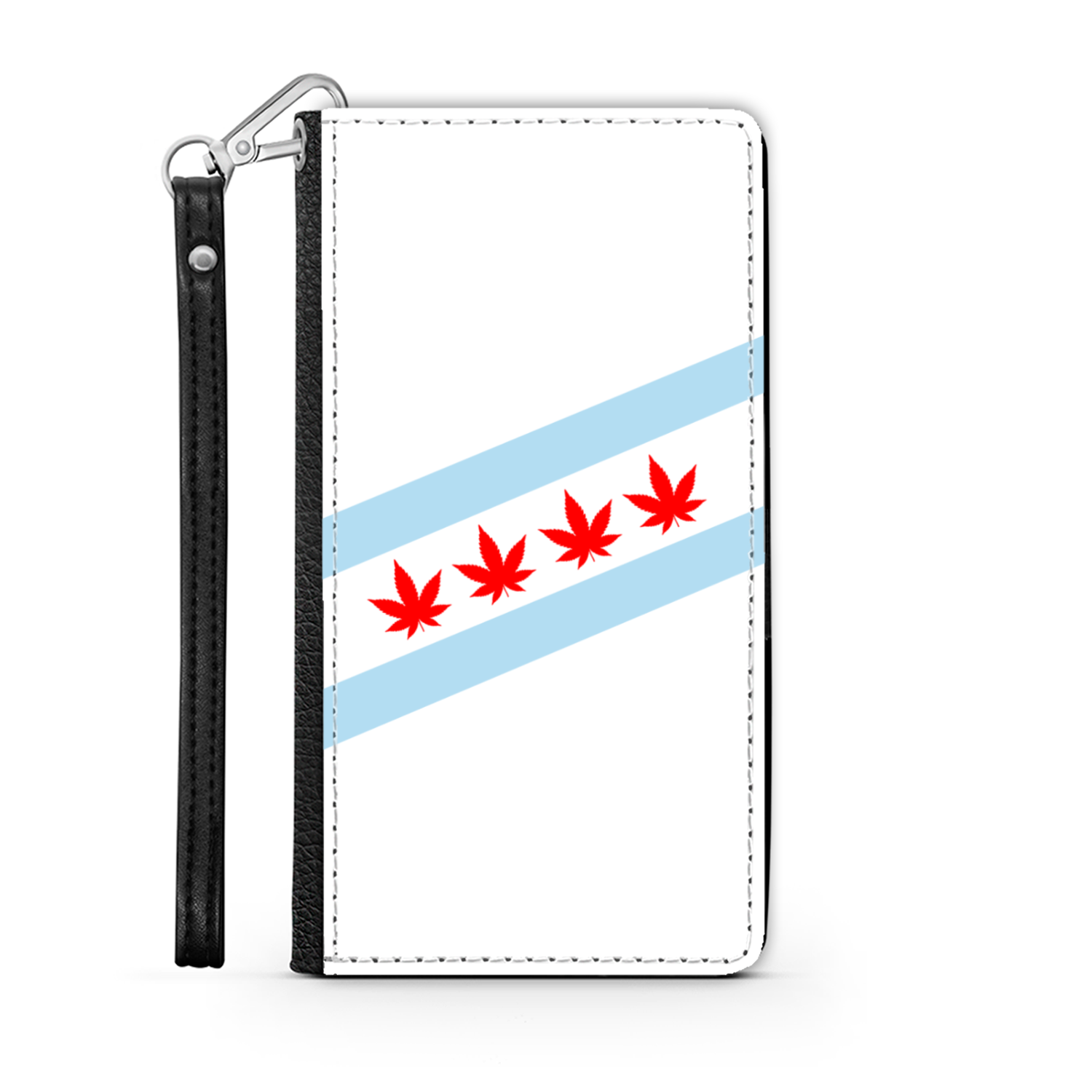 Chicago Flag Four Pot Leaf Wallet Phone Case