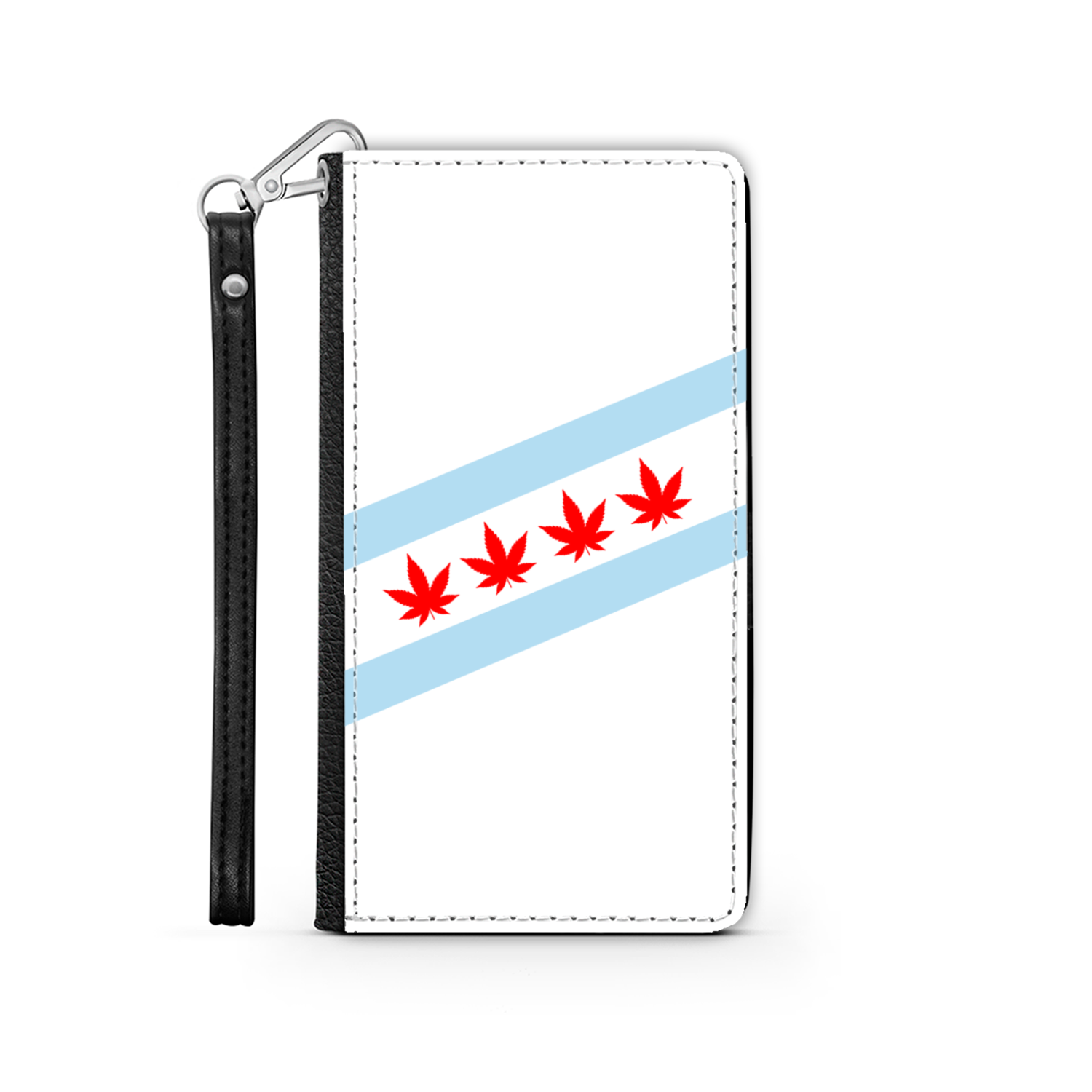 Chicago Flag Four Pot Leaf Wallet Phone Case