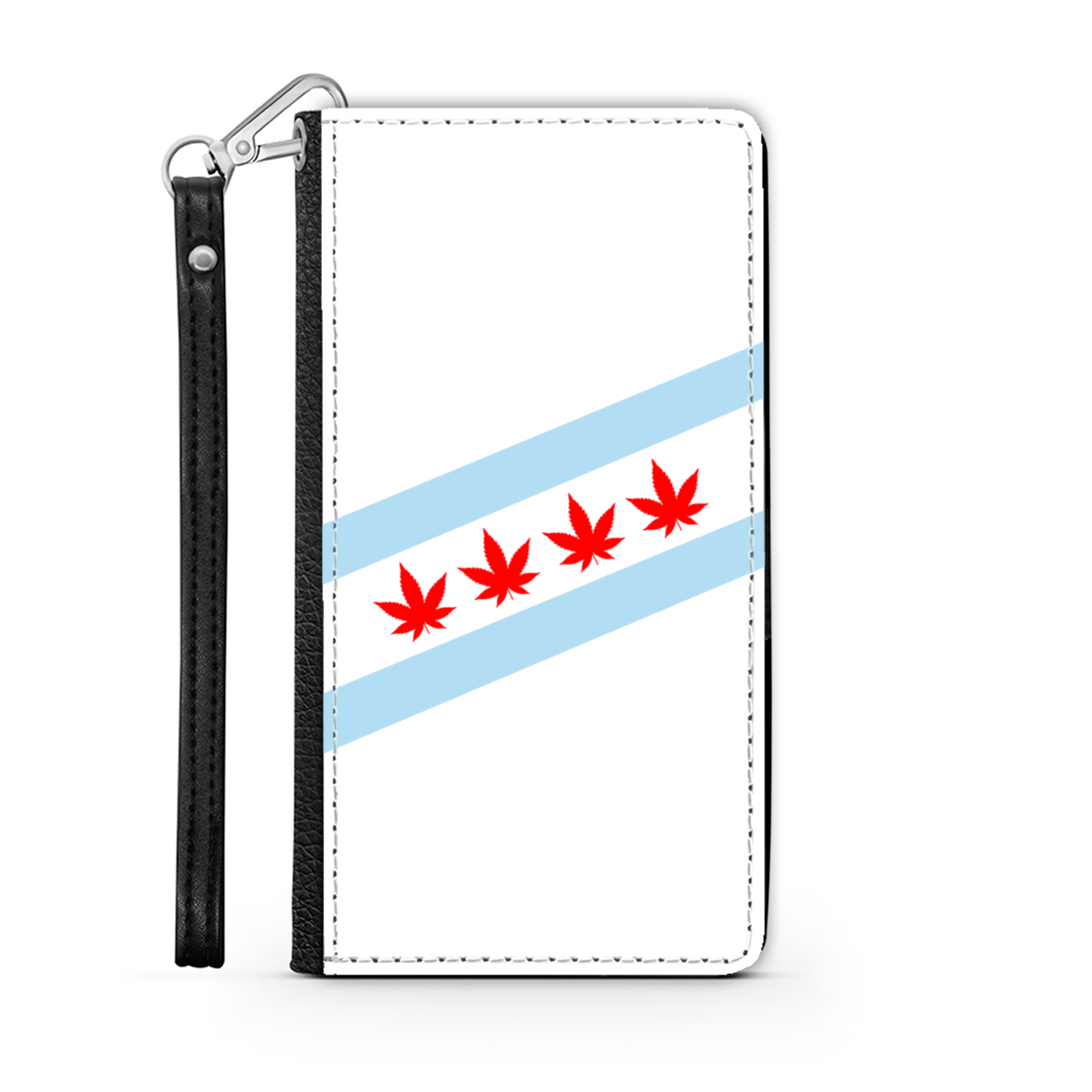 Chicago Flag Four Pot Leaf Wallet Phone Case