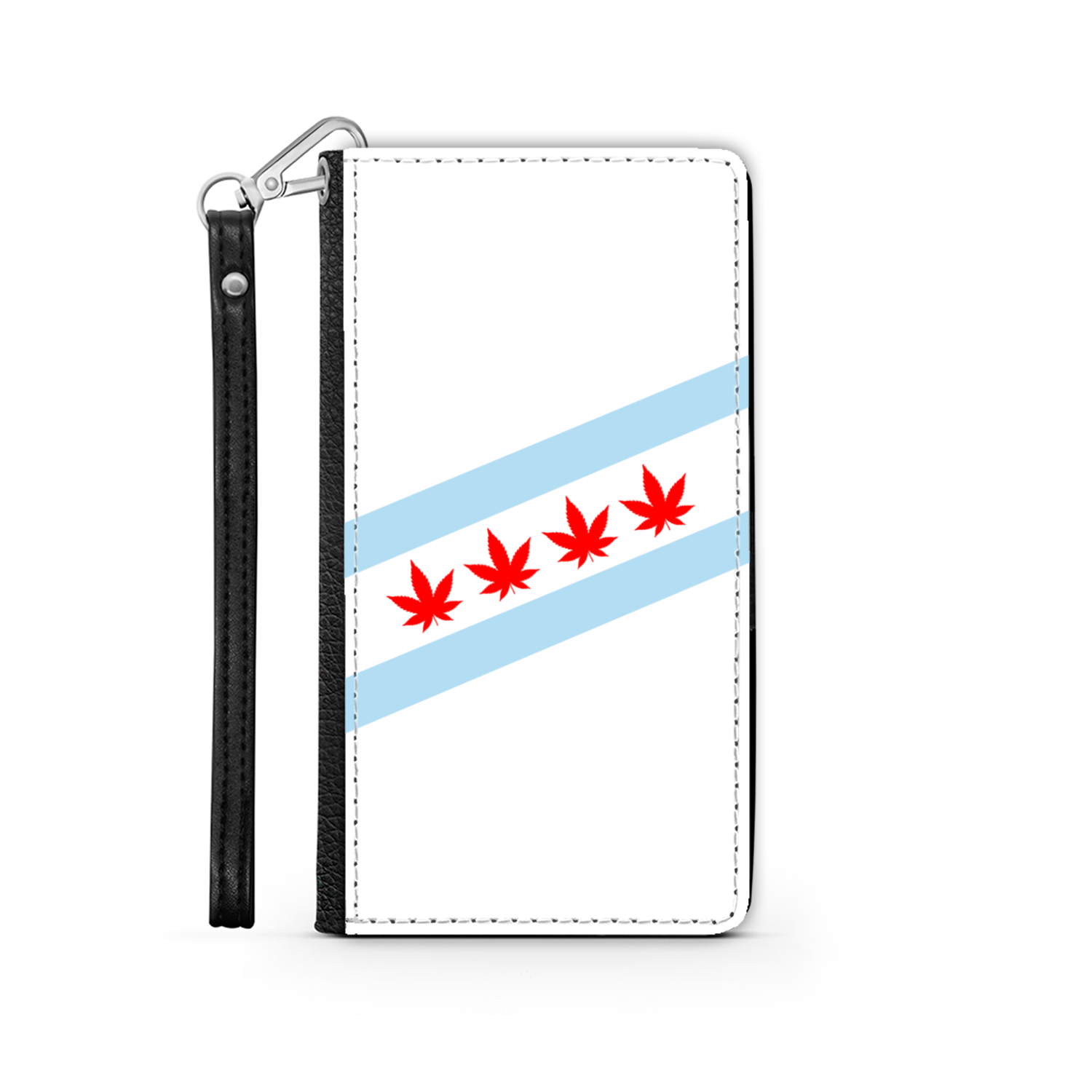Chicago Flag Four Pot Leaf Wallet Phone Case