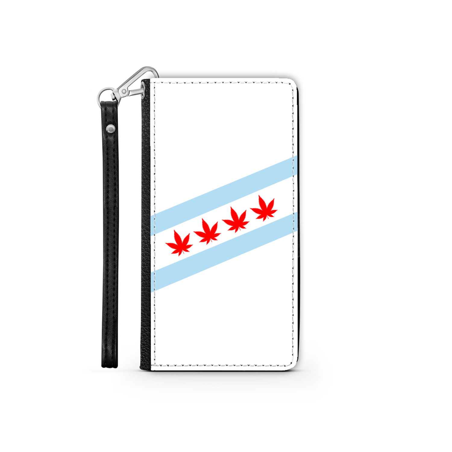 Chicago Flag Four Pot Leaf Wallet Phone Case