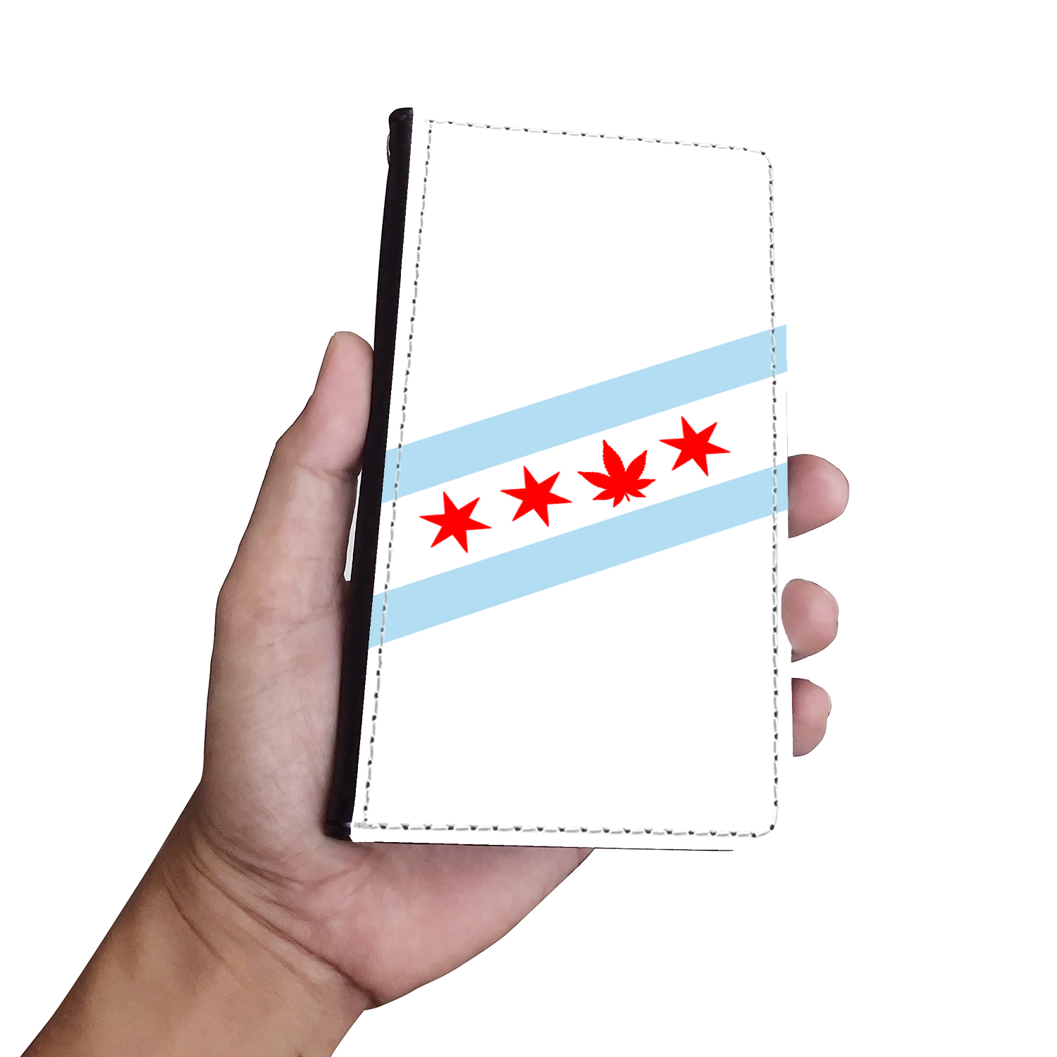 Chicago Flag Single Pot Leaf Wallet Phone Case