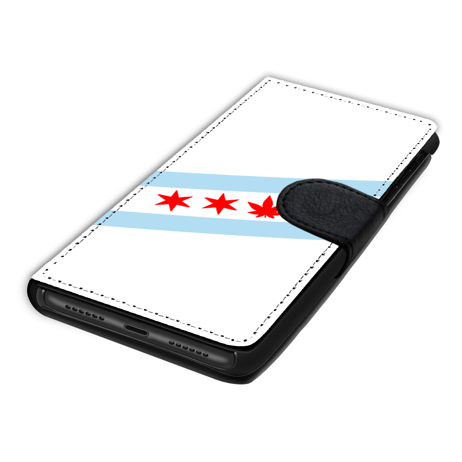 Chicago Flag Single Pot Leaf Wallet Phone Case
