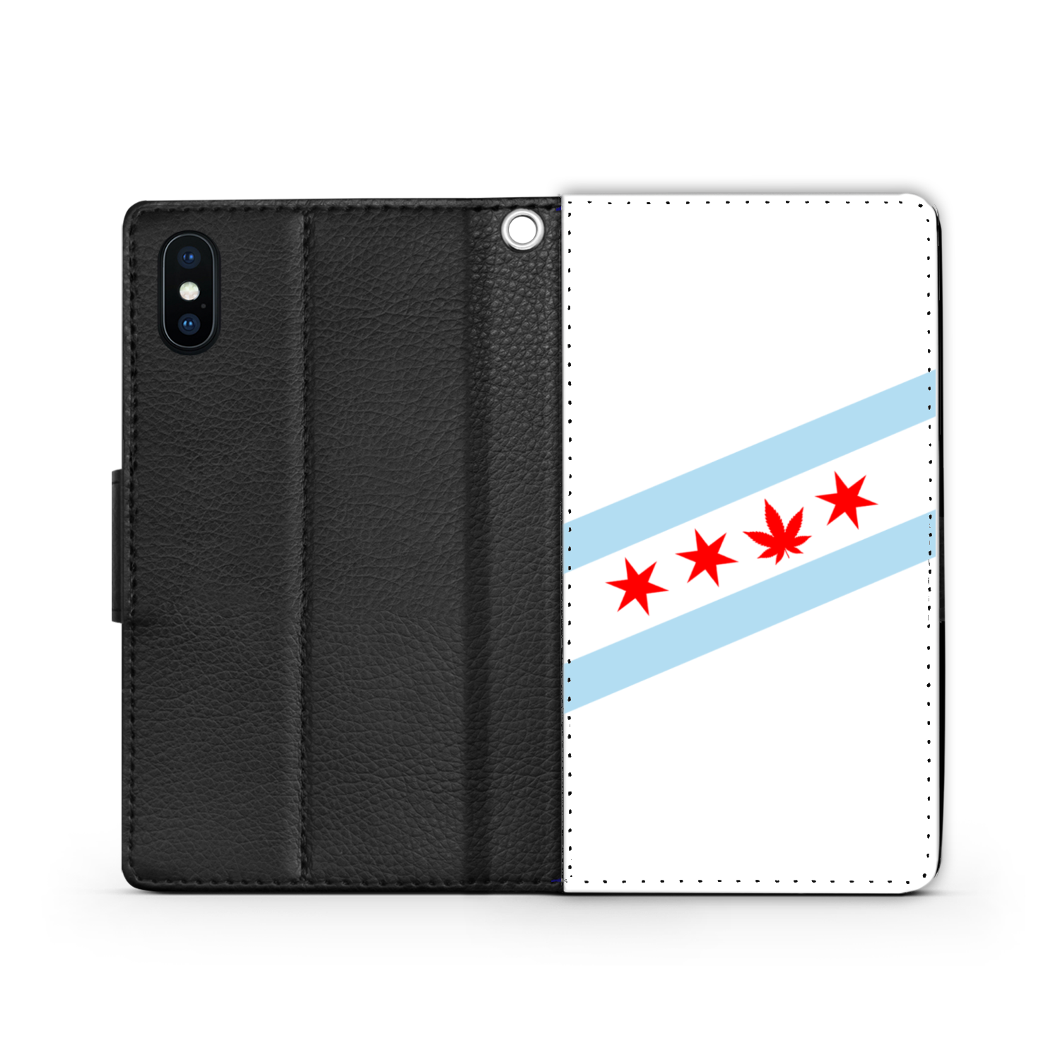 Chicago Flag Single Pot Leaf Wallet Phone Case