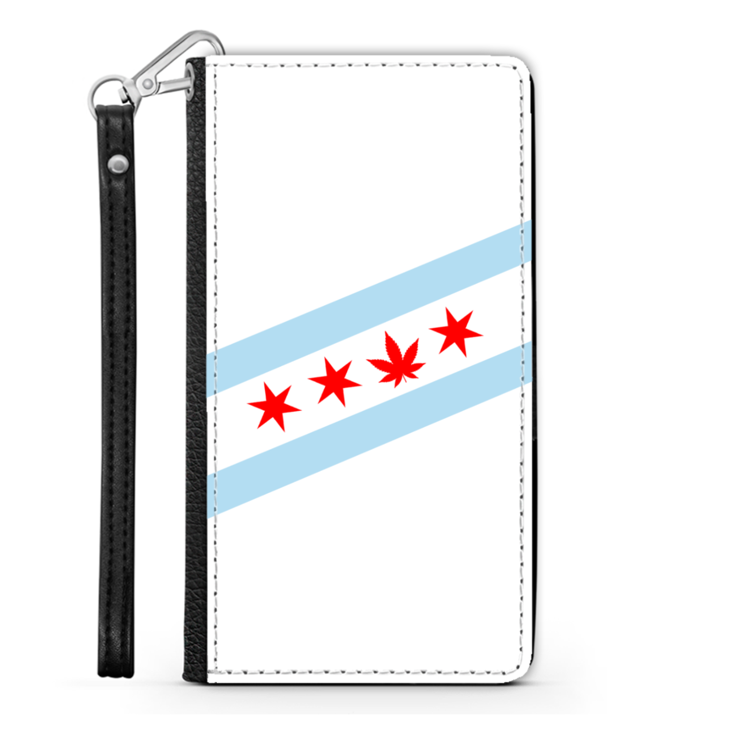 Chicago Flag Single Pot Leaf Wallet Phone Case