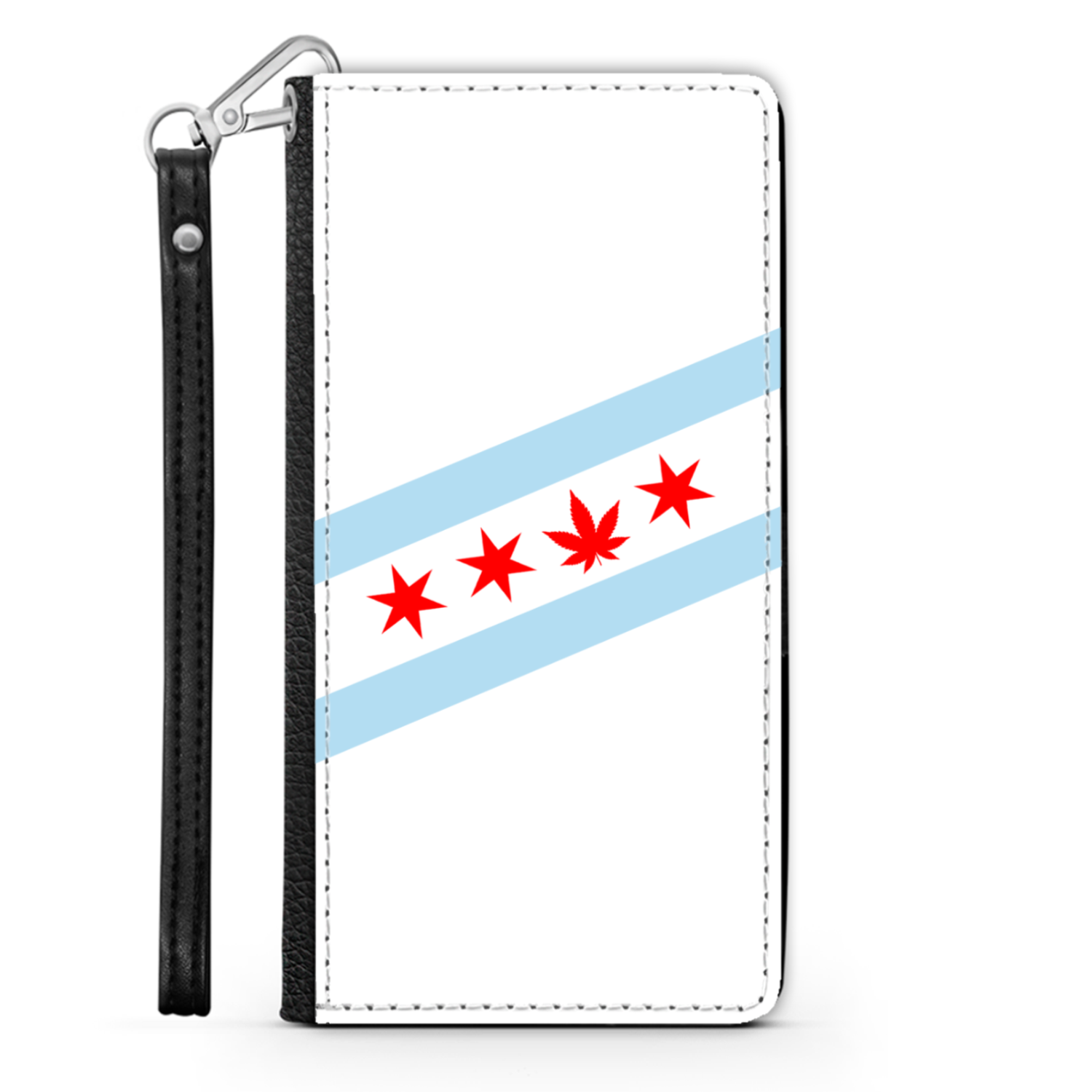 Chicago Flag Single Pot Leaf Wallet Phone Case