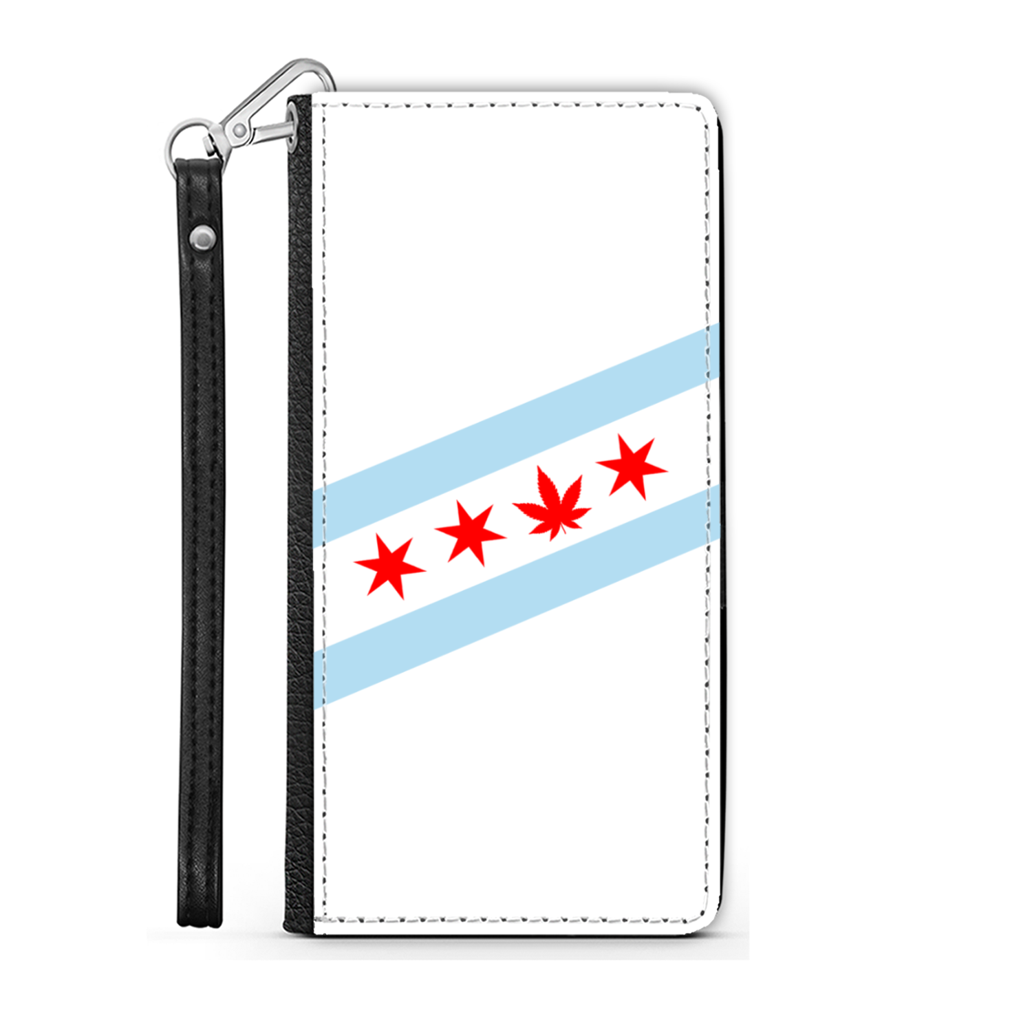 Chicago Flag Single Pot Leaf Wallet Phone Case