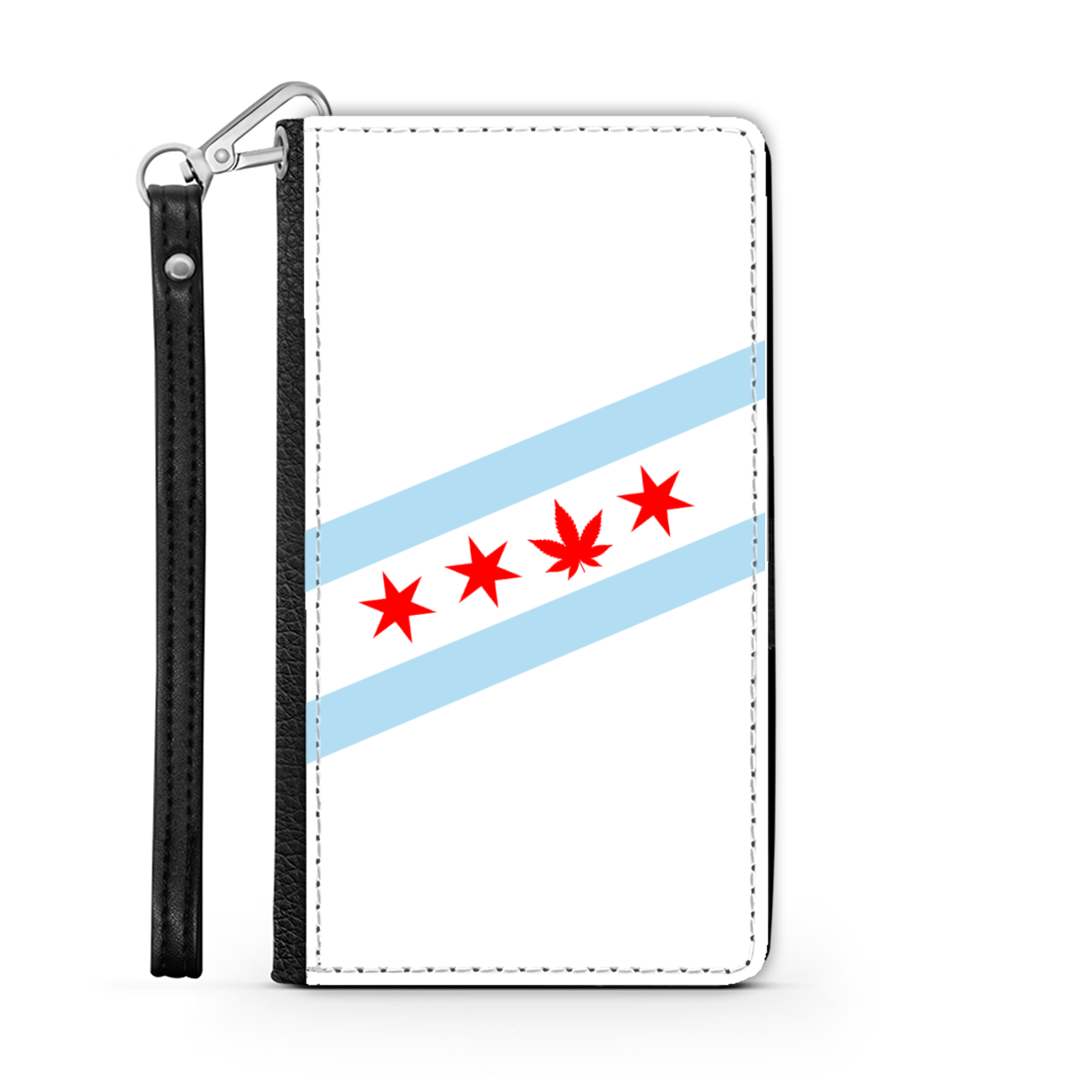 Chicago Flag Single Pot Leaf Wallet Phone Case