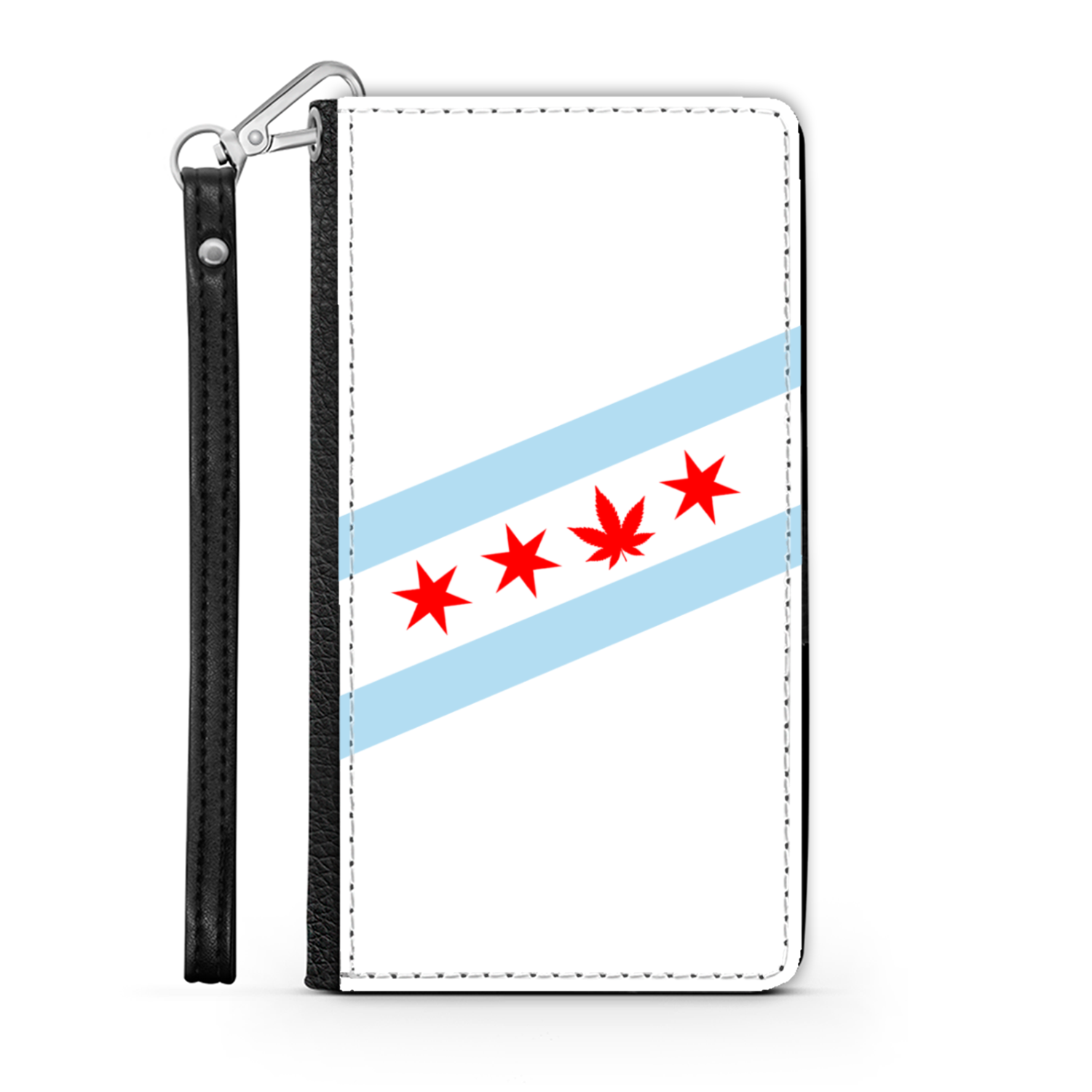 Chicago Flag Single Pot Leaf Wallet Phone Case