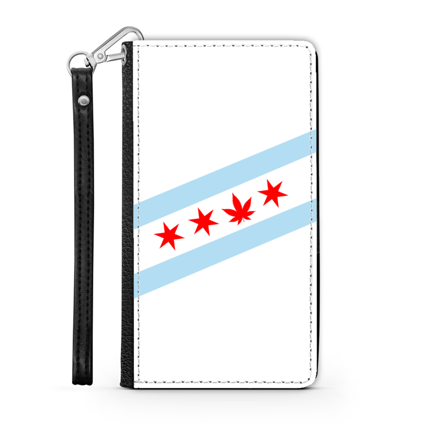 Chicago Flag Single Pot Leaf Wallet Phone Case