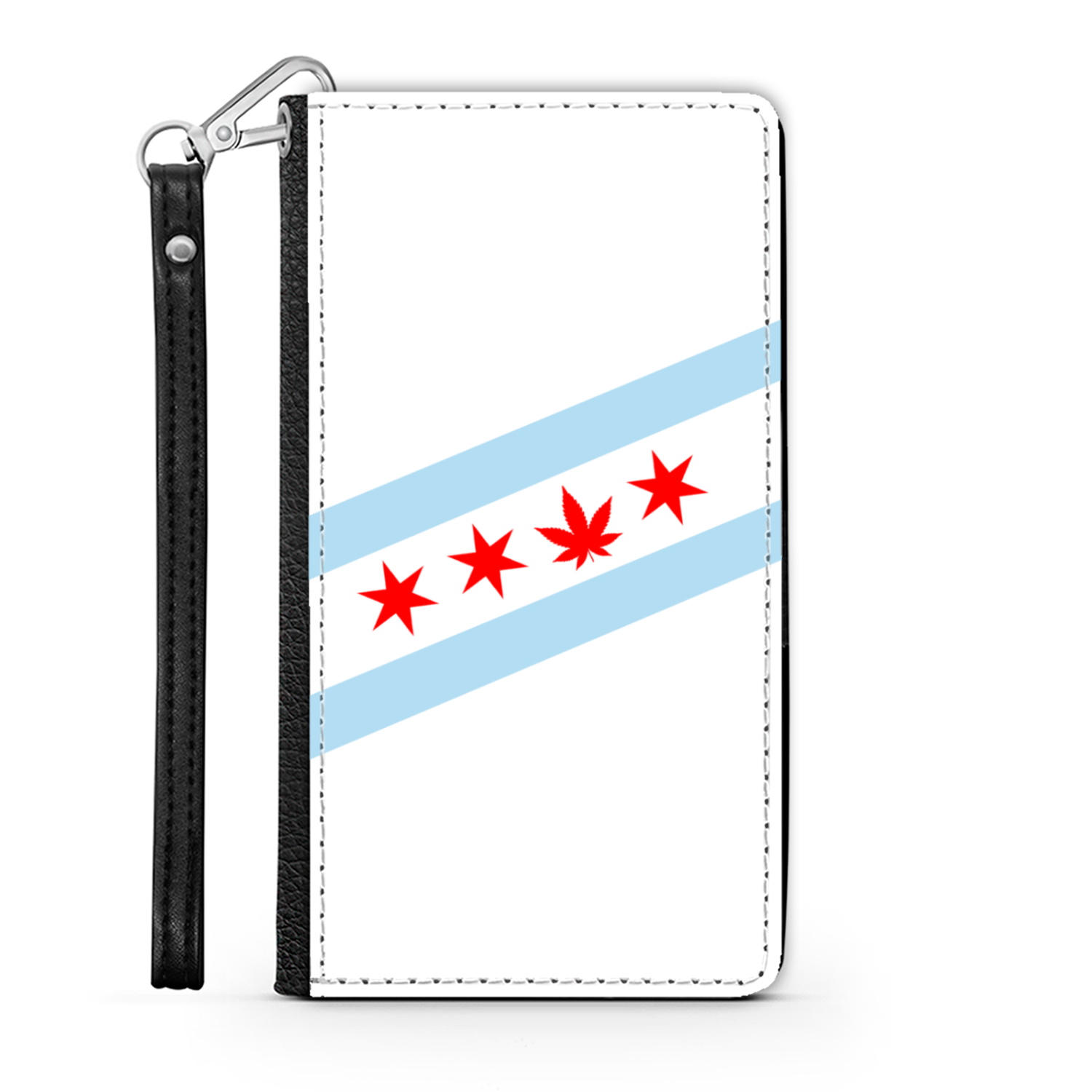 Chicago Flag Single Pot Leaf Wallet Phone Case