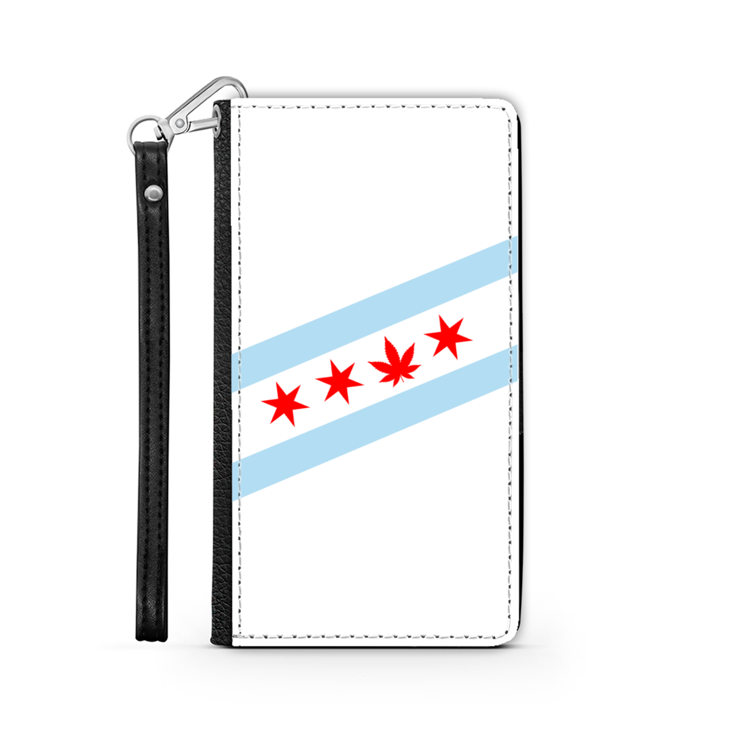 Chicago Flag Single Pot Leaf Wallet Phone Case