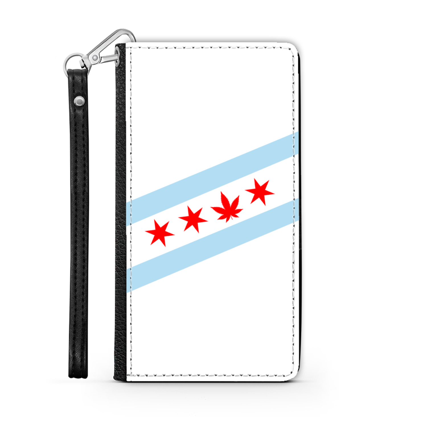 Chicago Flag Single Pot Leaf Wallet Phone Case