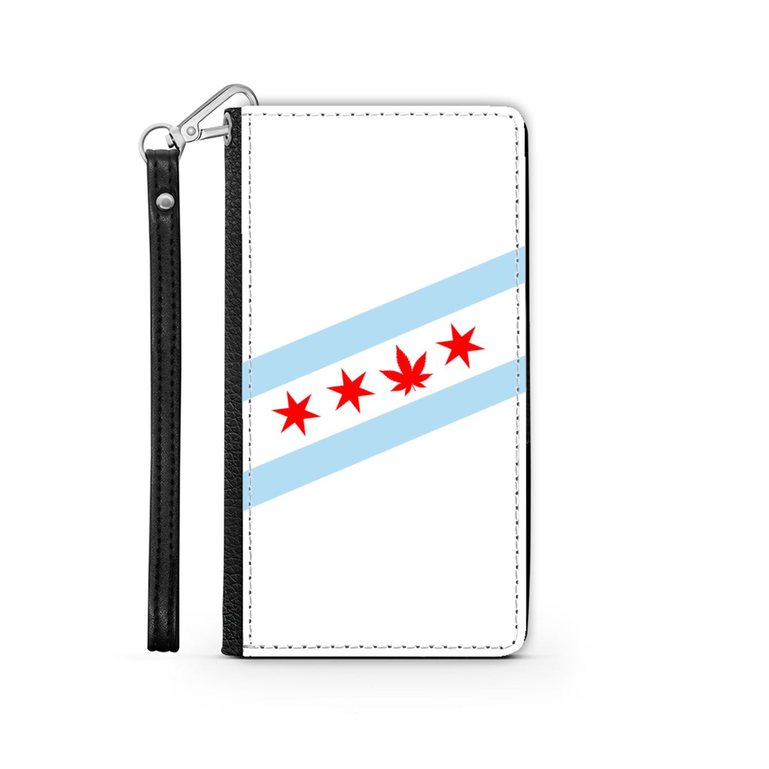 Chicago Flag Single Pot Leaf Wallet Phone Case