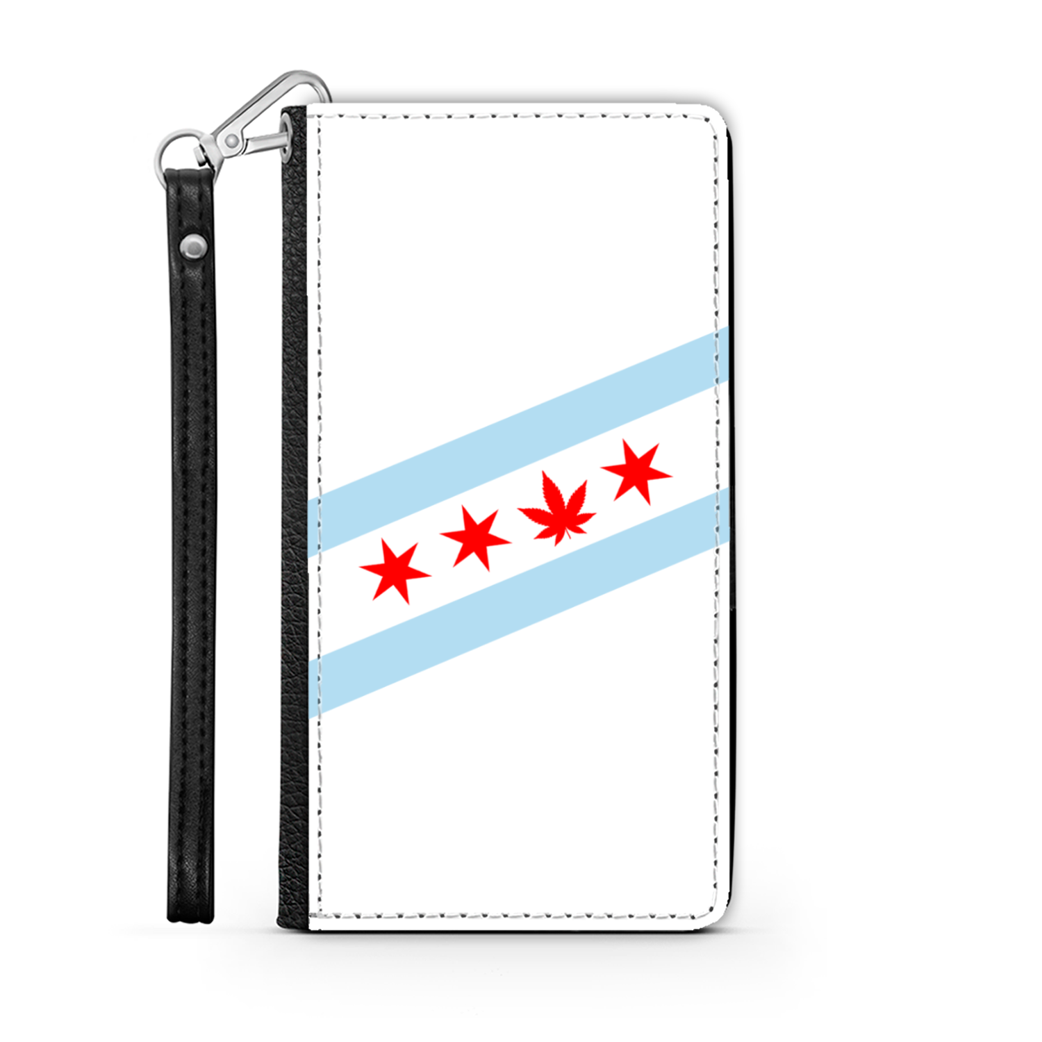 Chicago Flag Single Pot Leaf Wallet Phone Case
