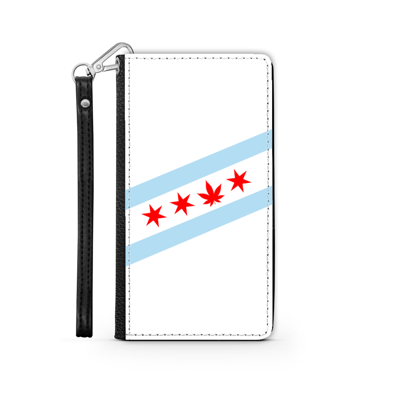 Chicago Flag Single Pot Leaf Wallet Phone Case
