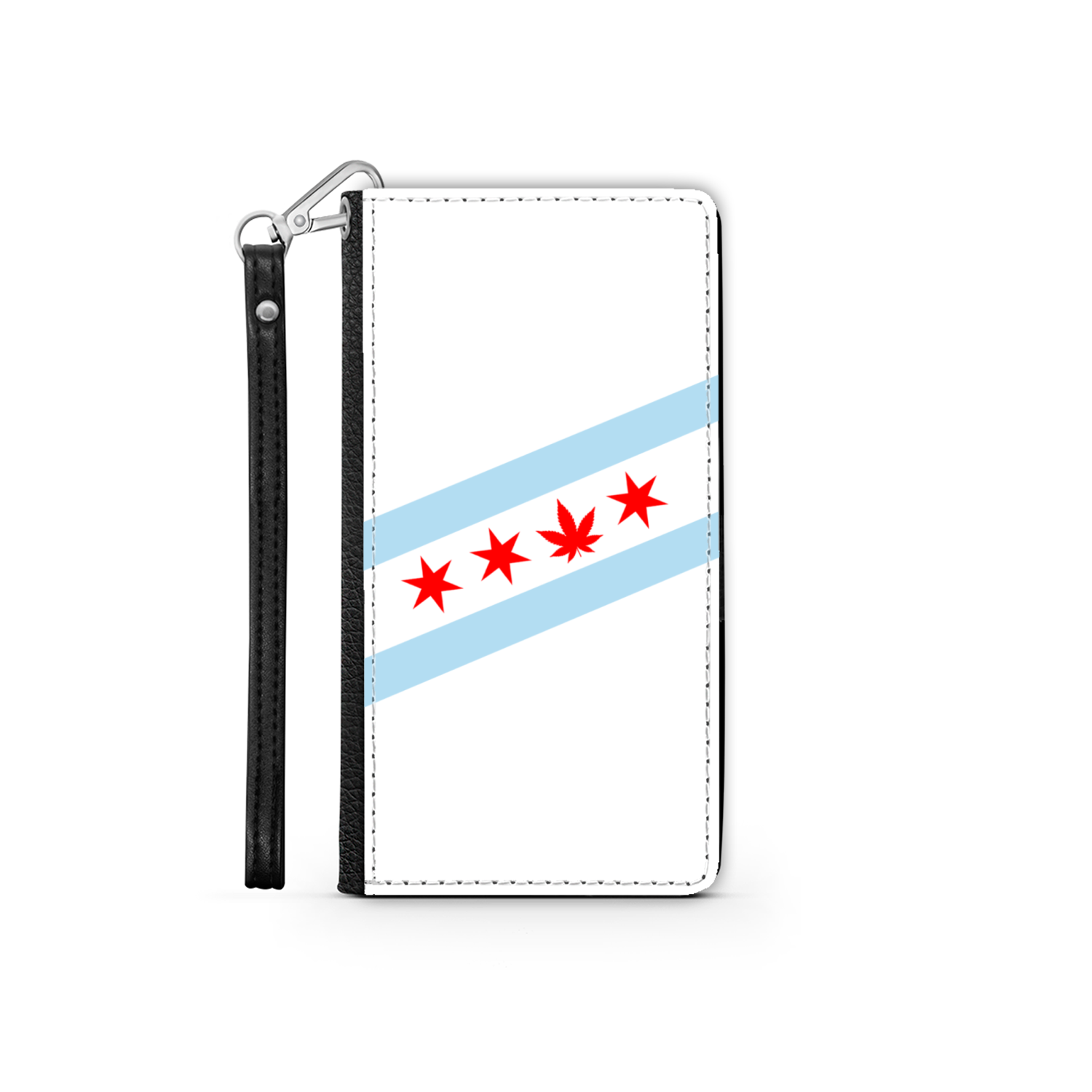 Chicago Flag Single Pot Leaf Wallet Phone Case