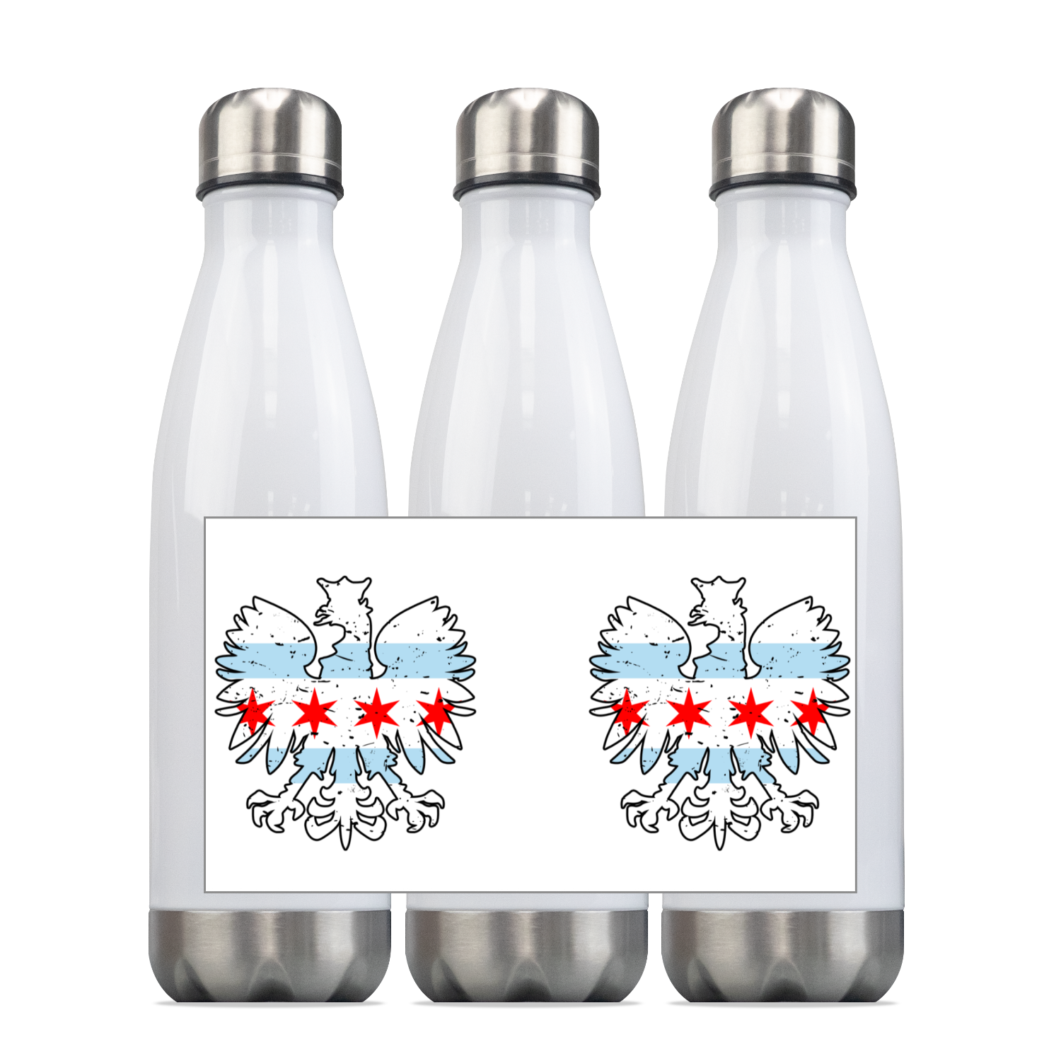 Chicago Flag Polish Eagle Steel Slim Bottle