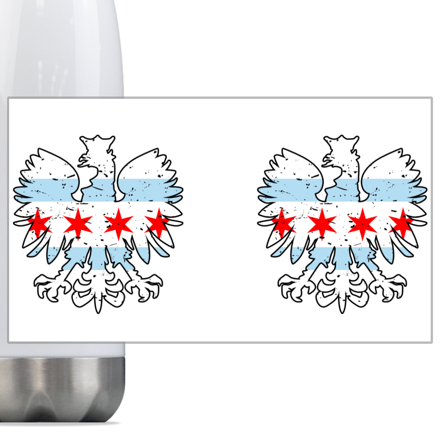Chicago Flag Polish Eagle Steel Slim Bottle