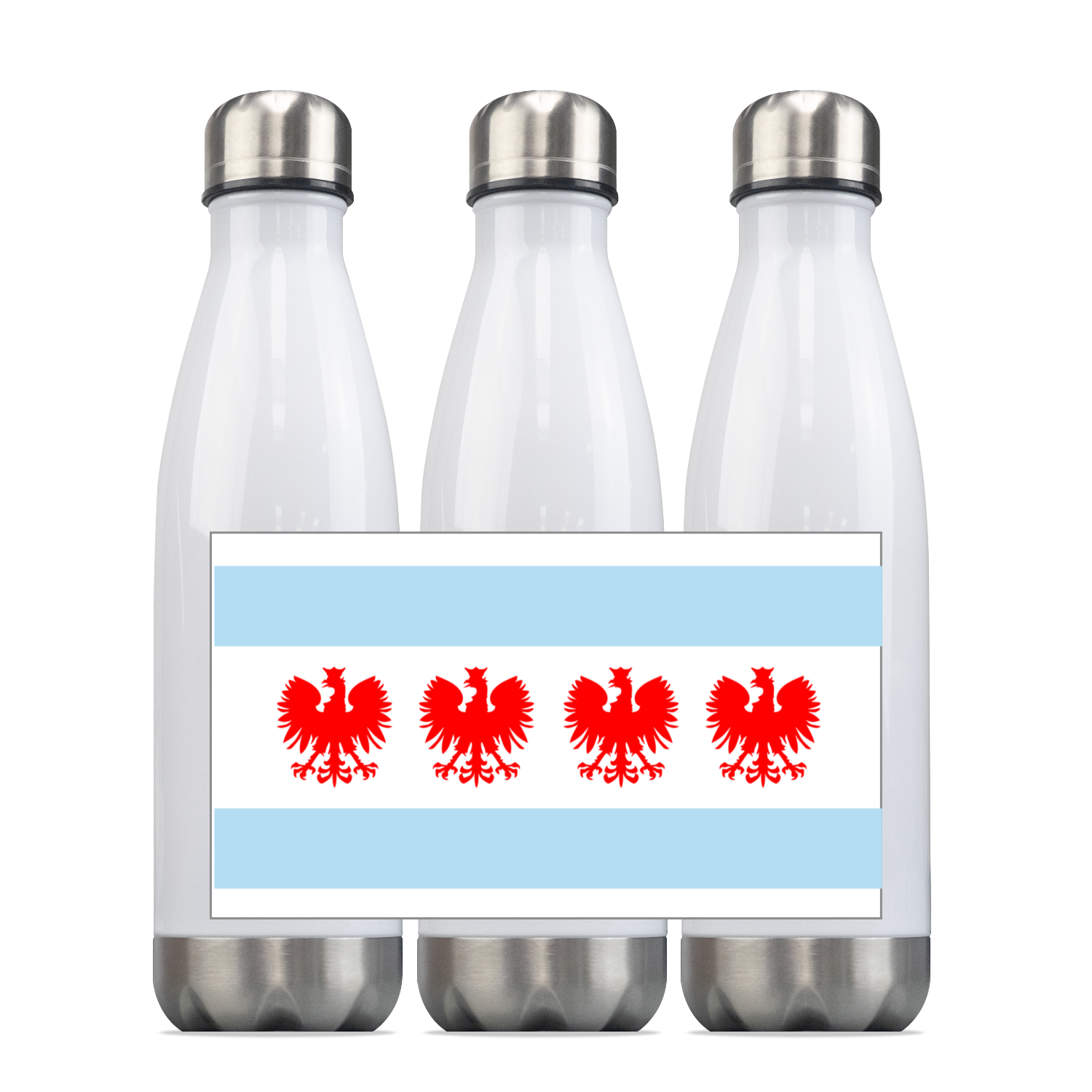 Chicago Flag Polish Four Eagle Steel Slim Bottle