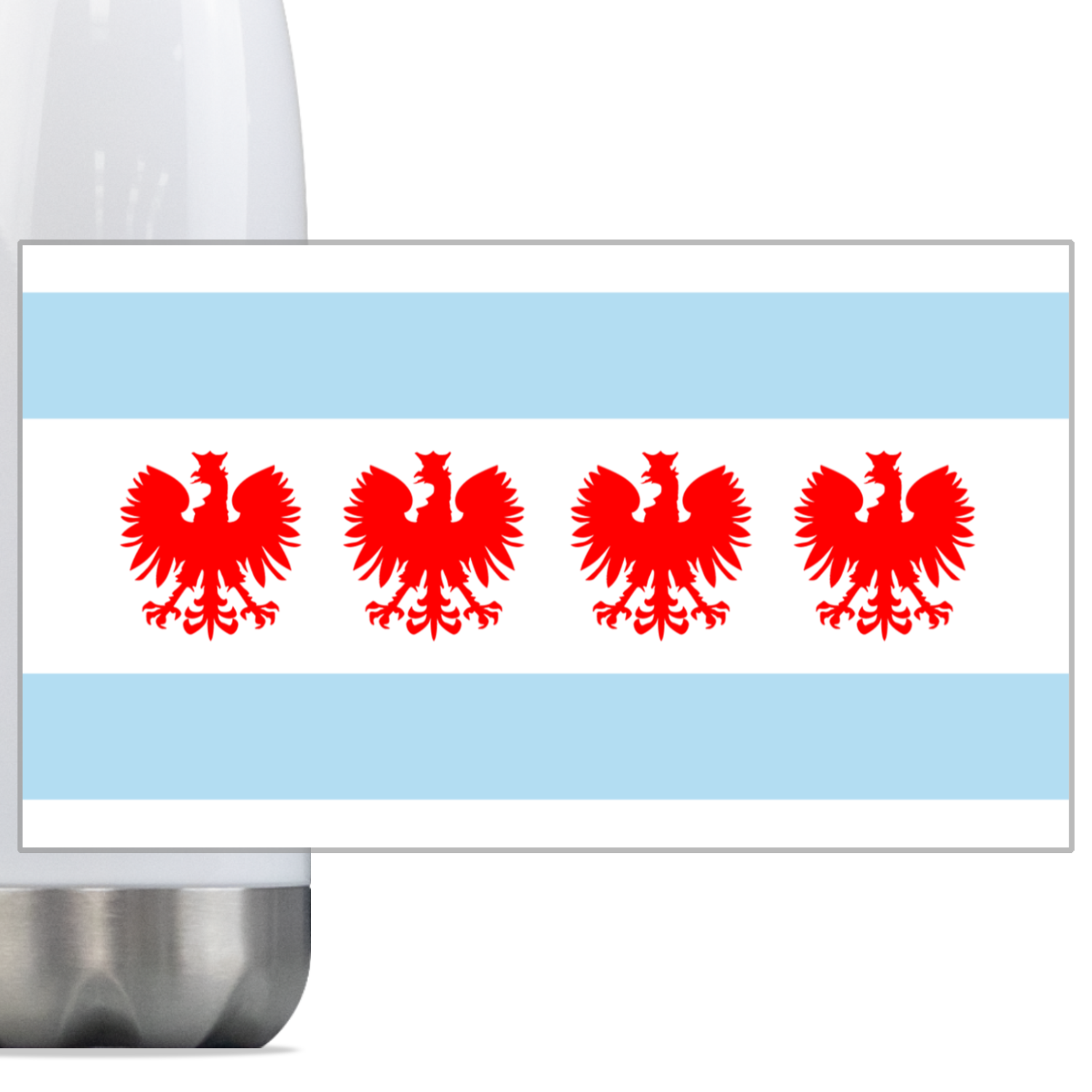 Chicago Flag Polish Four Eagle Steel Slim Bottle