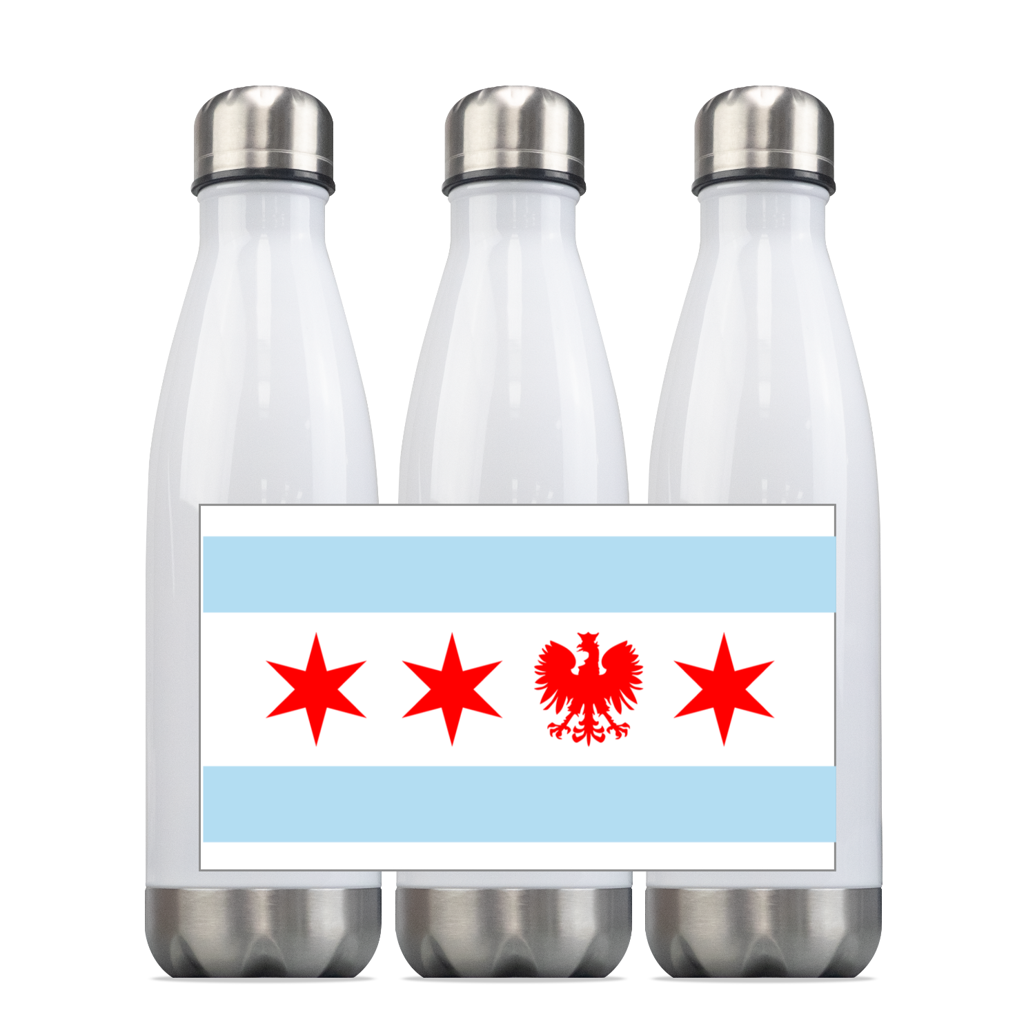 Chicago Flag Polish Single Eagle Steel Slim Bottle