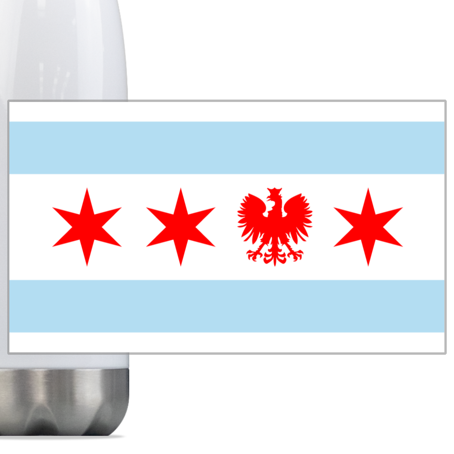 Chicago Flag Polish Single Eagle Steel Slim Bottle