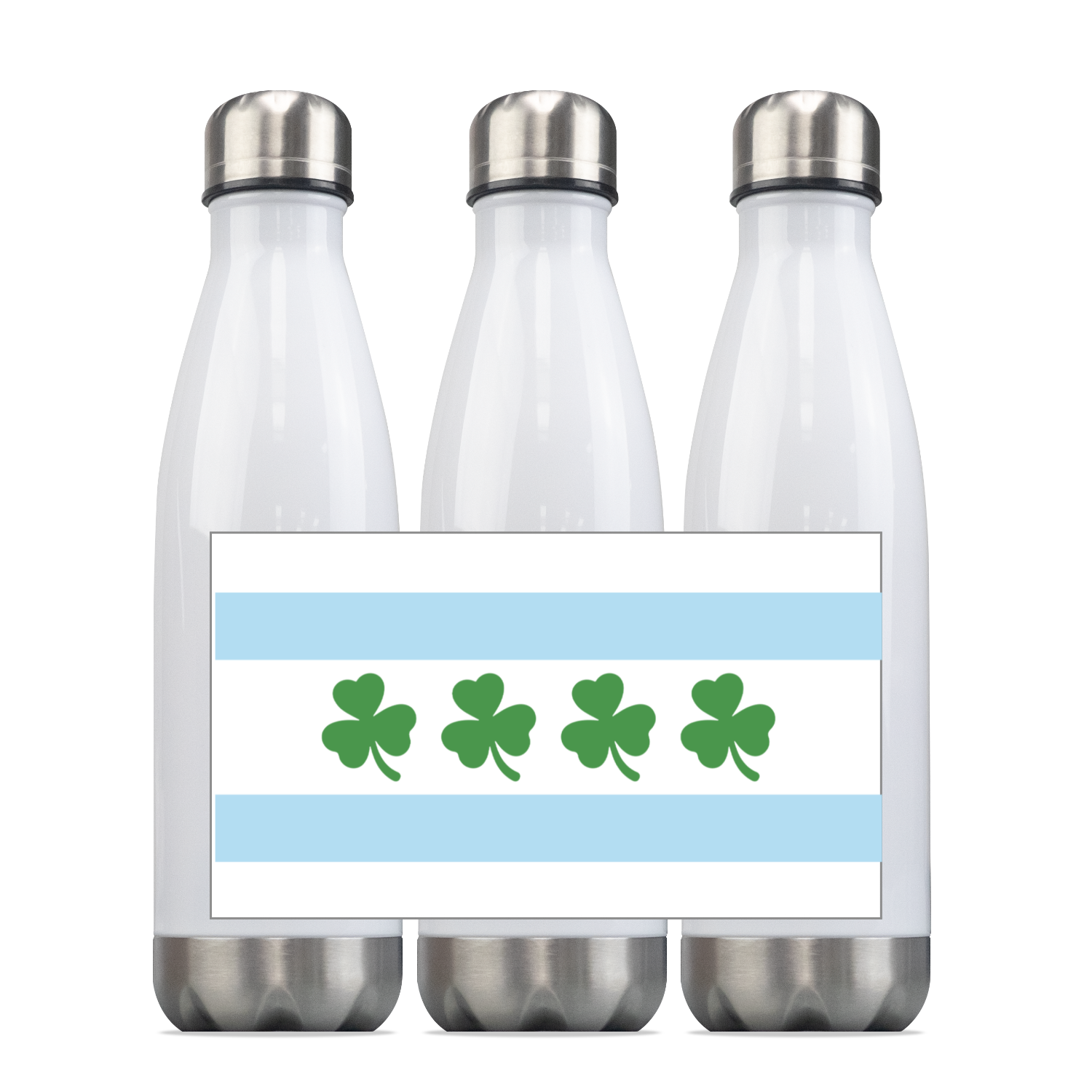Chicago Flag Shamrock Steel Slim Bottle