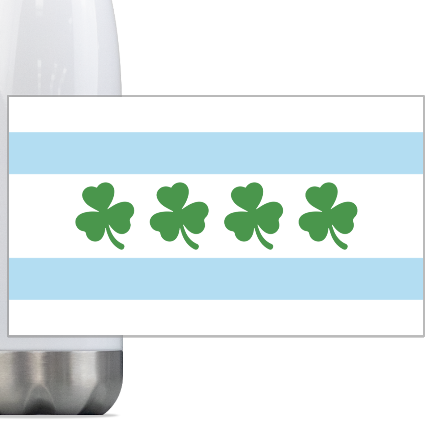 Chicago Flag Shamrock Steel Slim Bottle