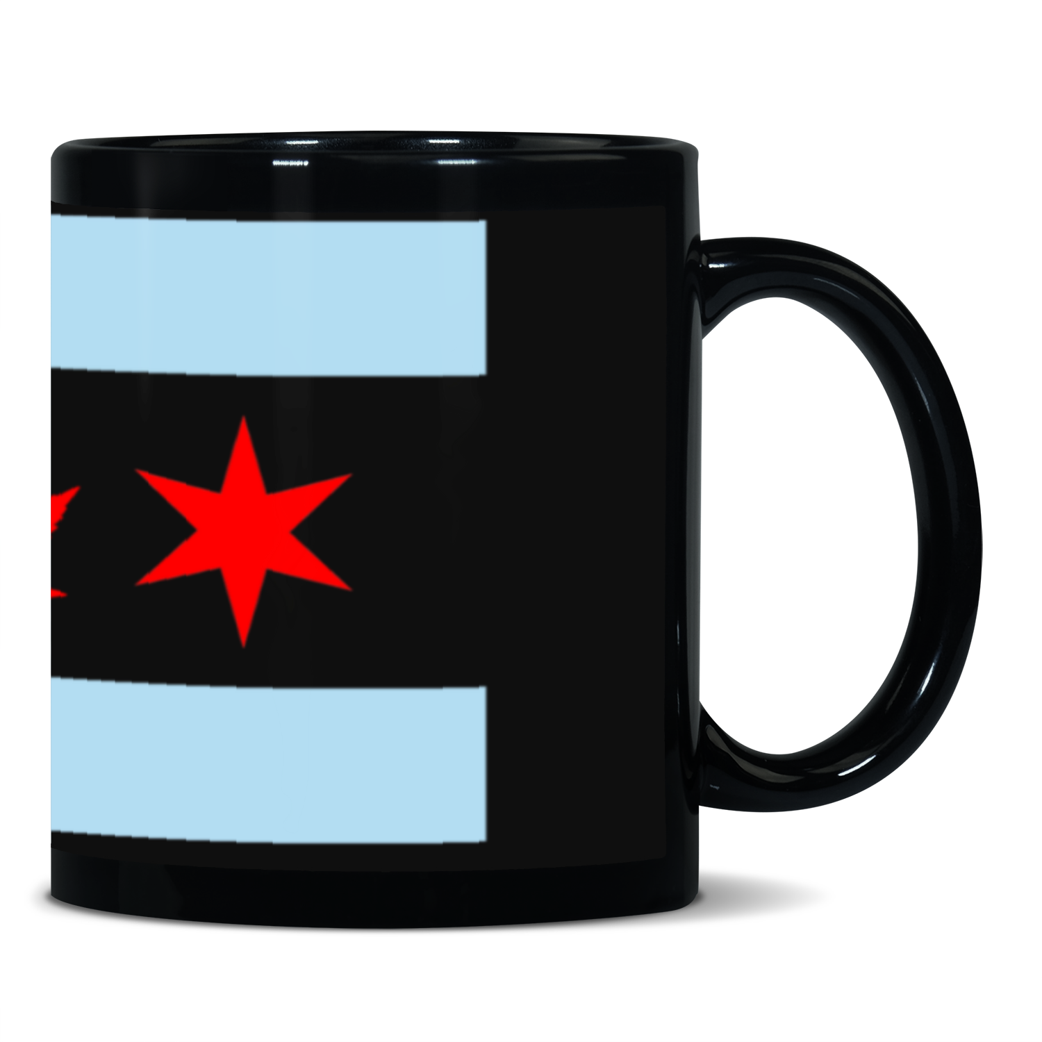 Chicago Flag Single Pot Leaf 11oz Black Patch Mug