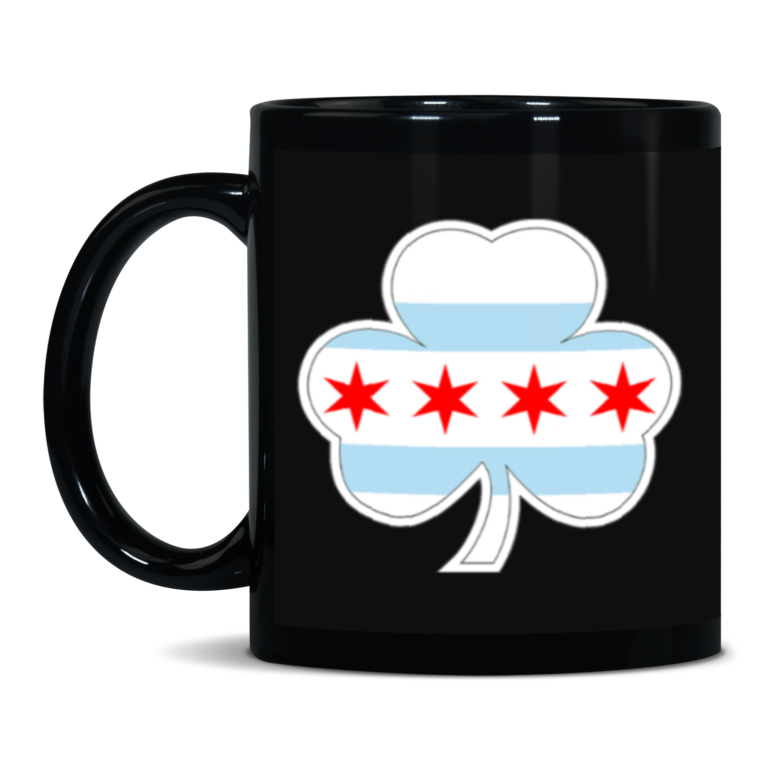 Chicago Flag Shamrock St. Patty’s 11oz Black Patch Mug